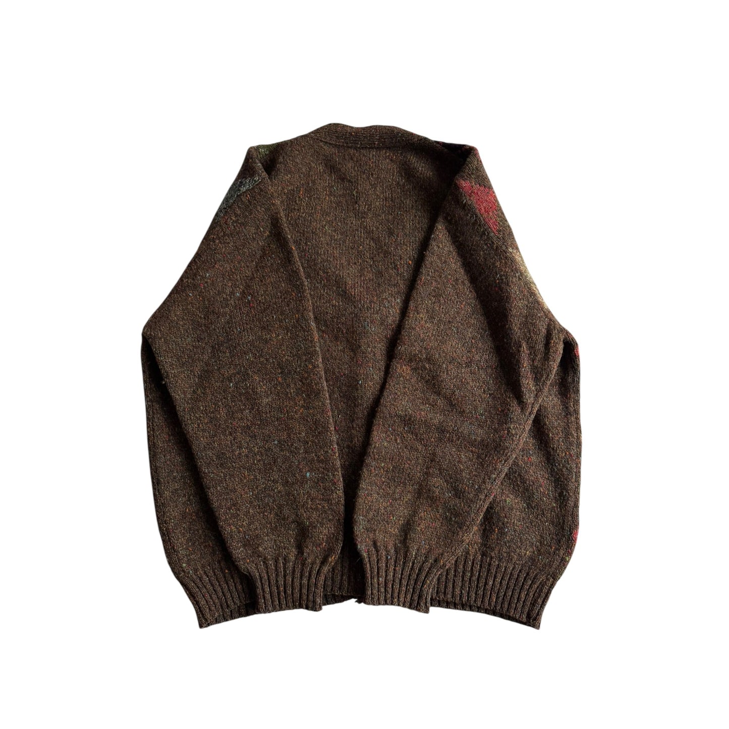 🧶 Cardigan Vintage Bărbați Maro din Lână Virgină cu Pattern Argyle – M - anbracaminte