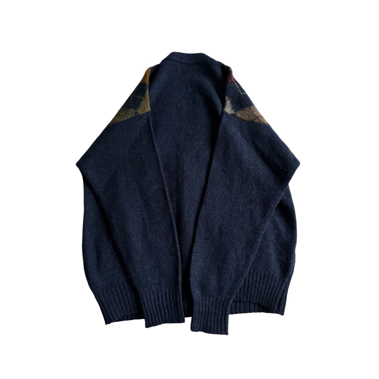 🧶 Cardigan Vintage Bărbați Navy din Lână Virgină cu Pattern Argyle – L - anbracaminte