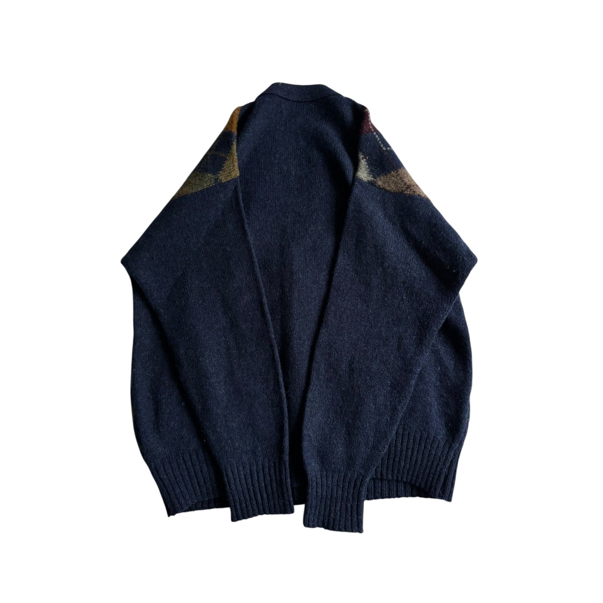 🧶 Cardigan Vintage Bărbați Navy din Lână Virgină cu Pattern Argyle – L - anbracaminte