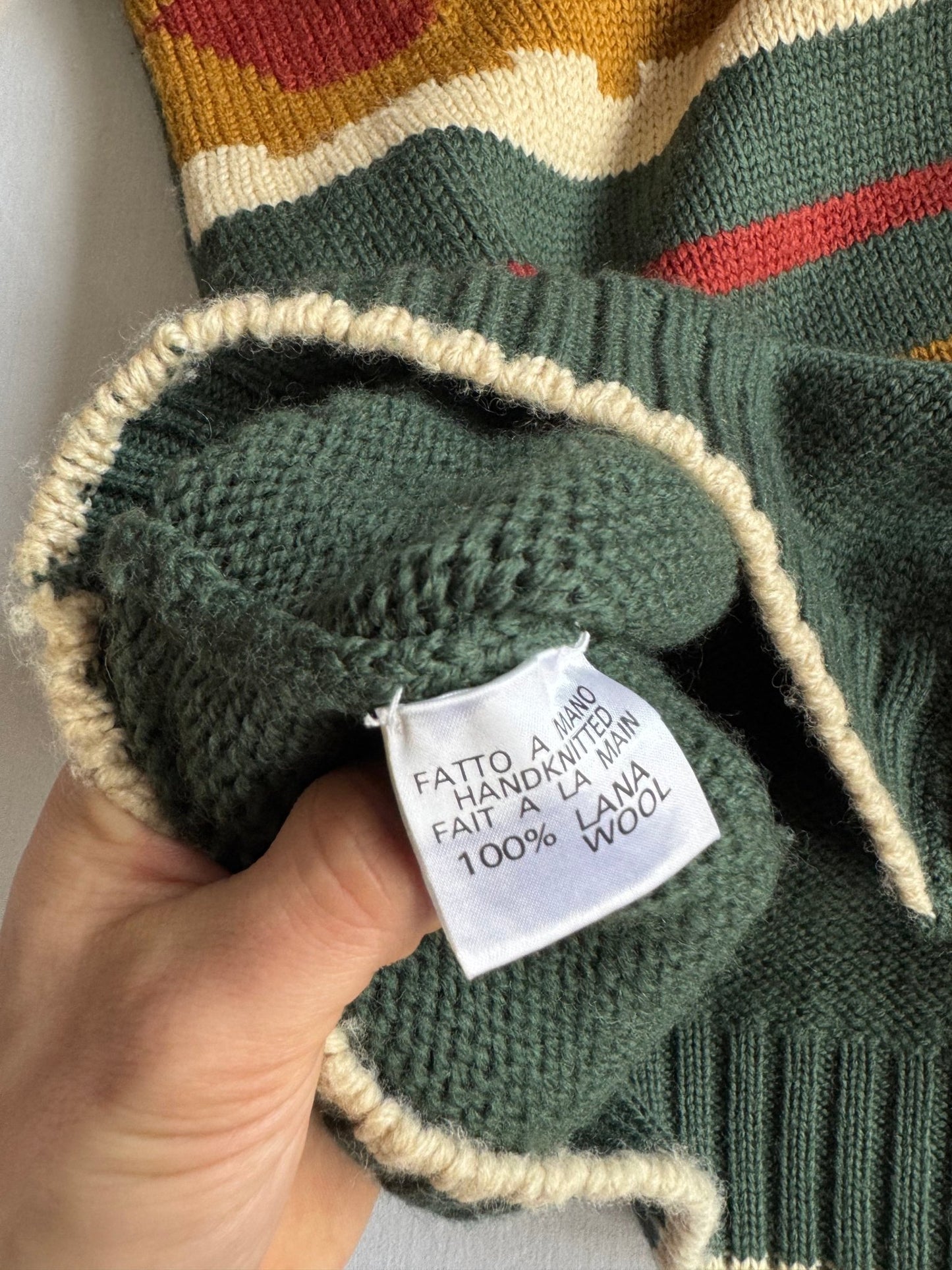 🧶 Cardigan Vintage Bărbați Verde cu Model Etnic – L - anbracaminte
