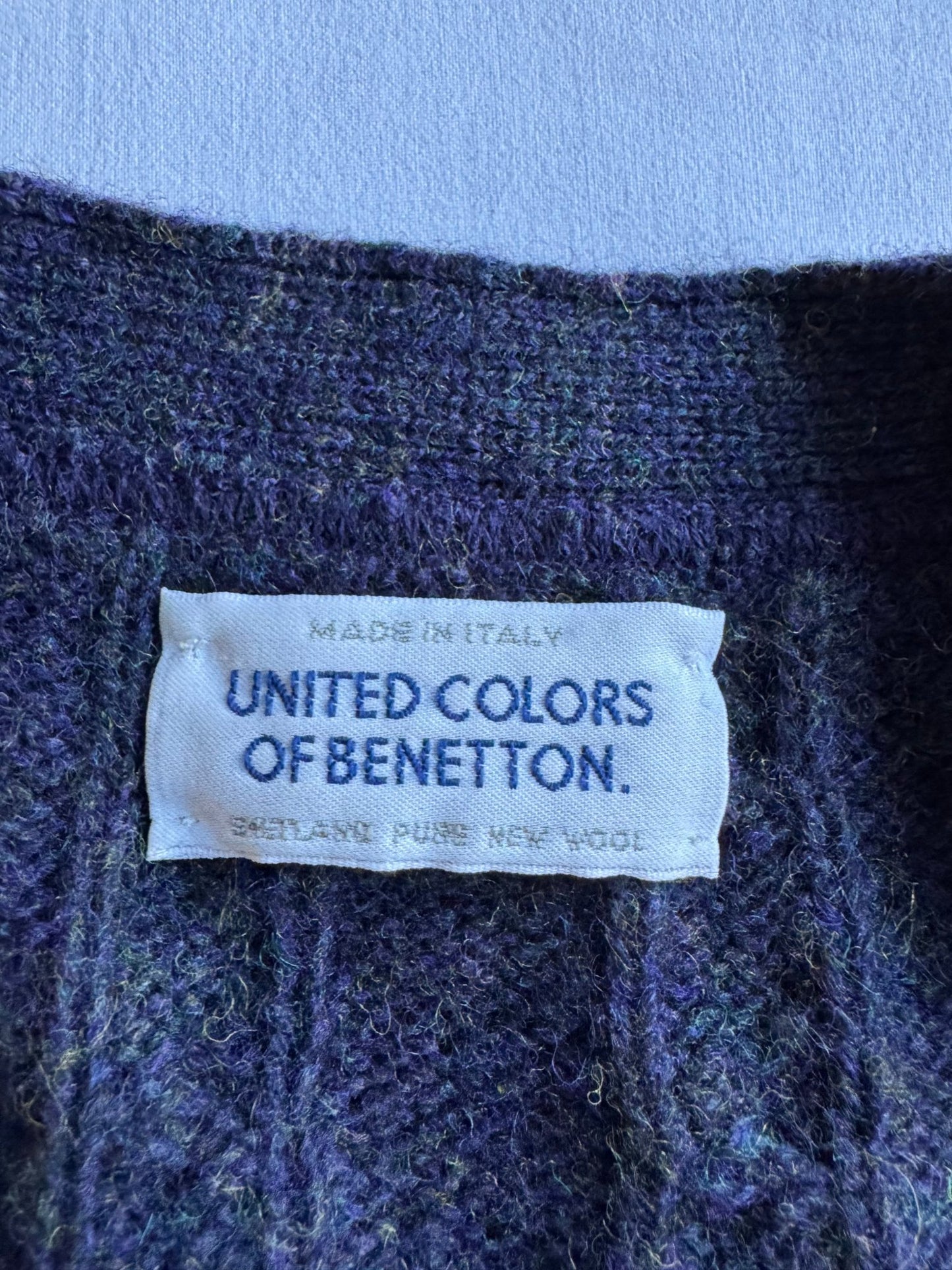 🧶 Cardigan Vintage Benetton Bleumarin / Tricot Torsadat (Mărime M) - anbracaminte