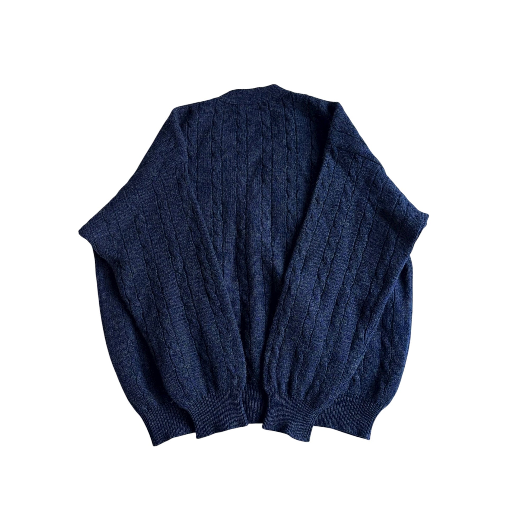 🧶 Cardigan Vintage Benetton Bleumarin / Tricot Torsadat (Mărime M) - anbracaminte