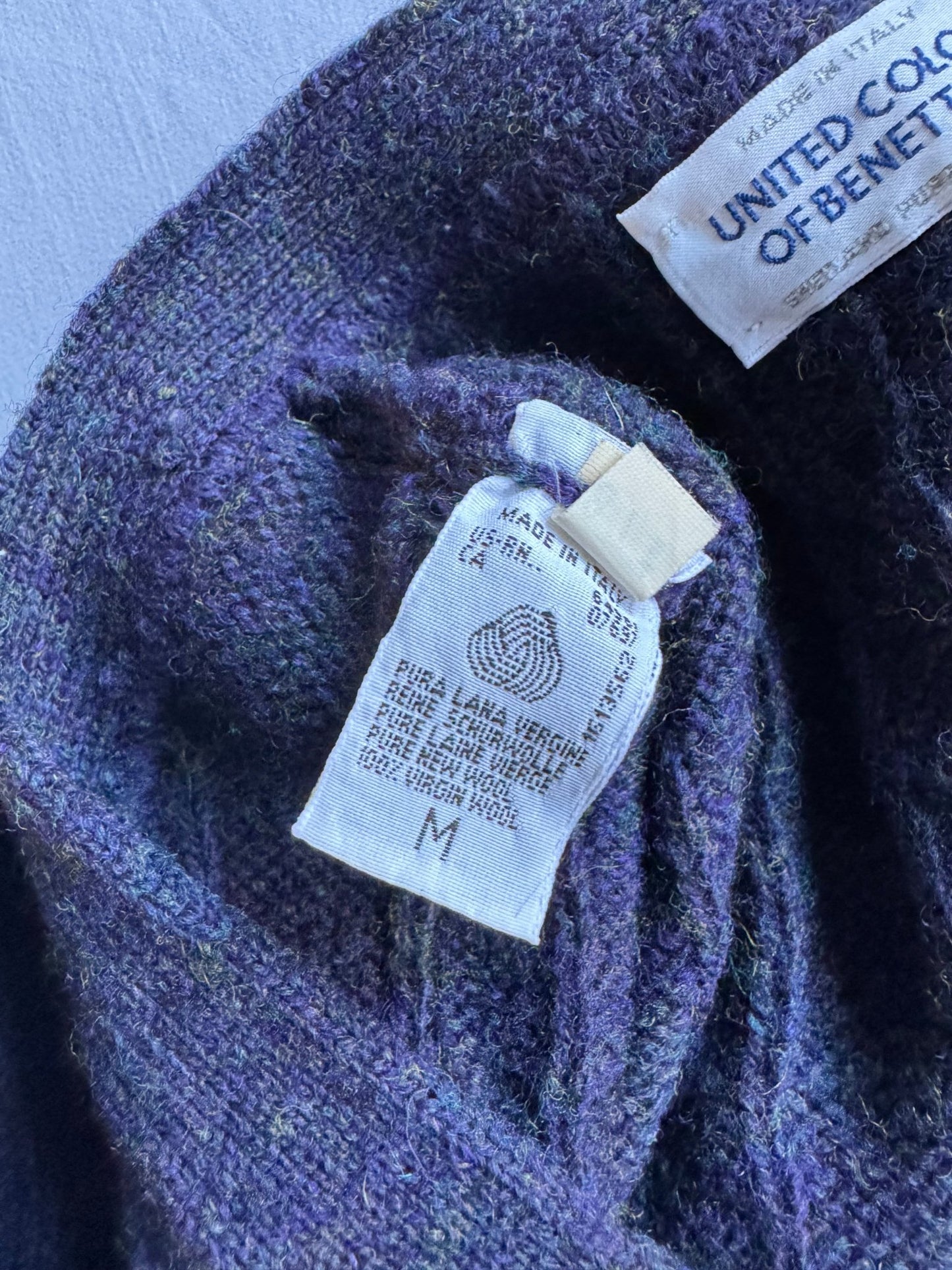 🧶 Cardigan Vintage Benetton Bleumarin / Tricot Torsadat (Mărime M) - anbracaminte