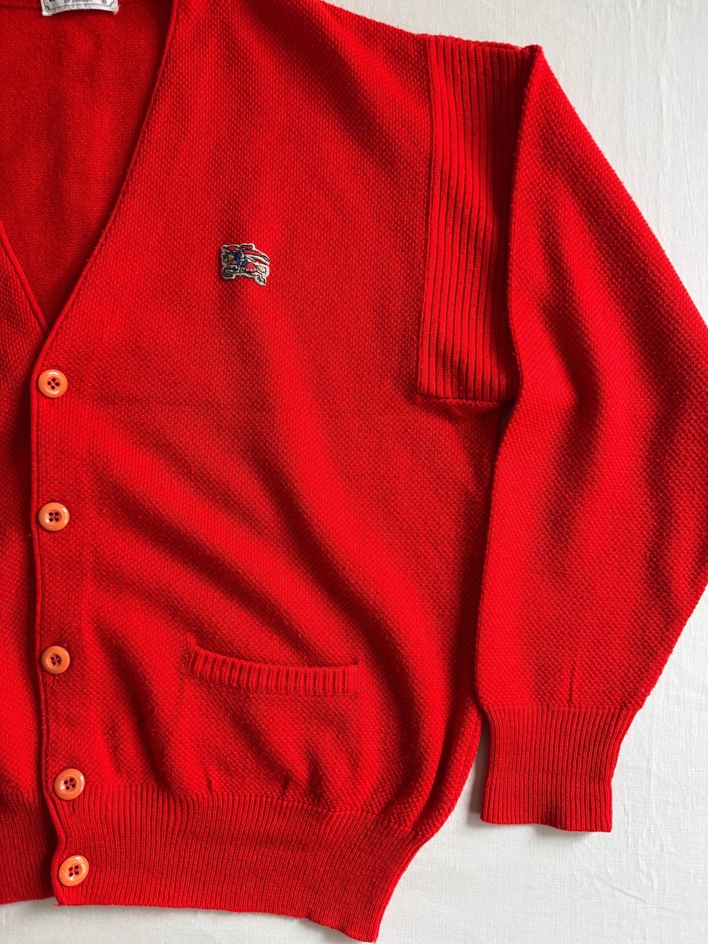 🍒 Cardigan Vintage Burberry Roșu – Mărimea L - anbracaminte
