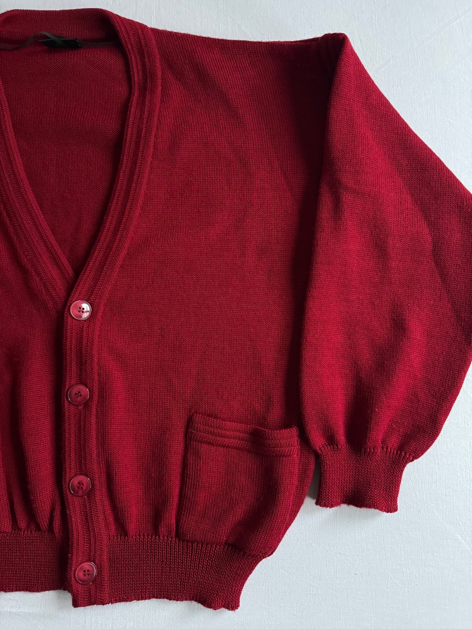 🍷 Cardigan Vintage Burgundy din Lână Pură – Mărime M - anbracaminte