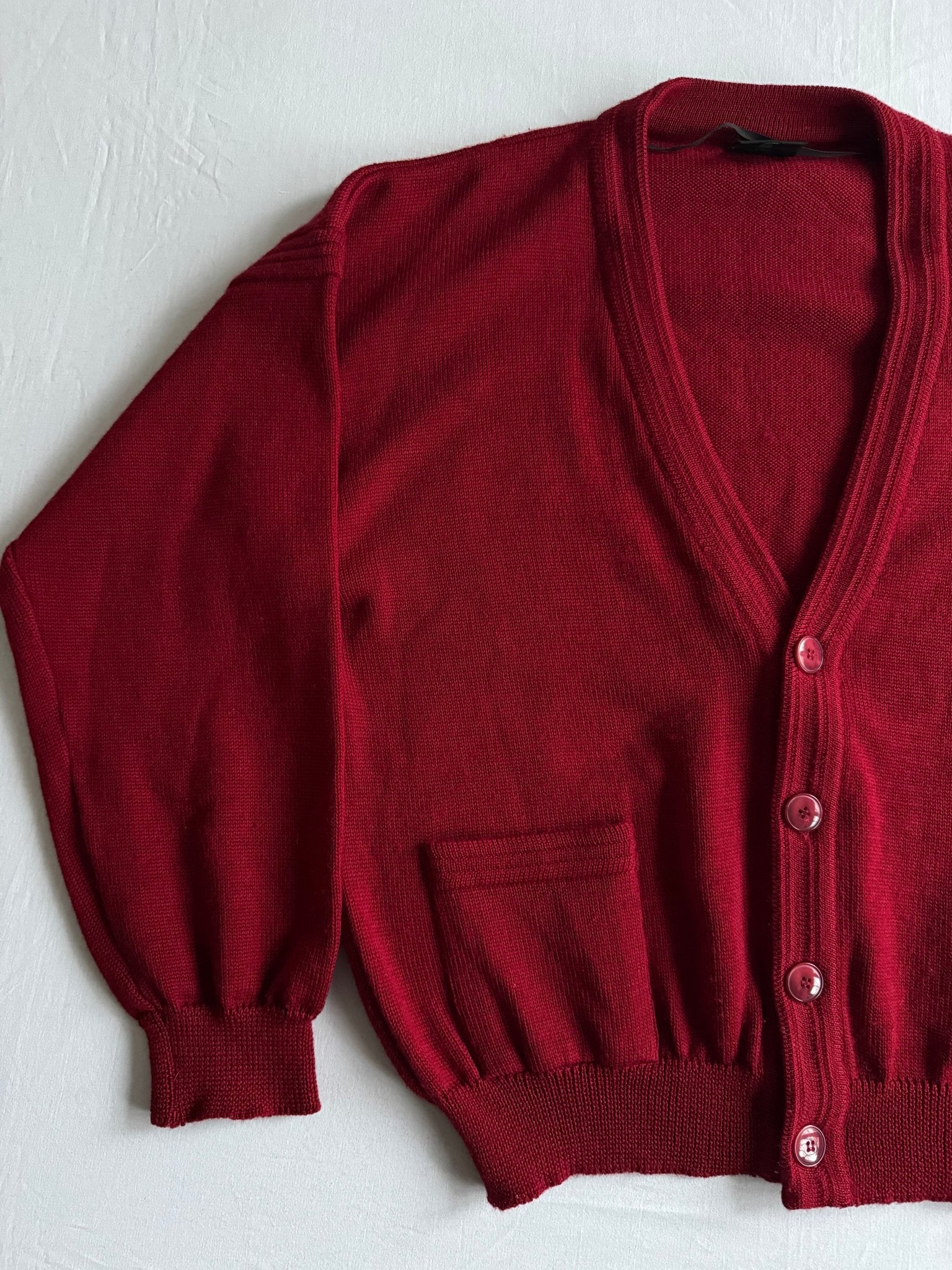 🍷 Cardigan Vintage Burgundy din Lână Pură – Mărime M - anbracaminte