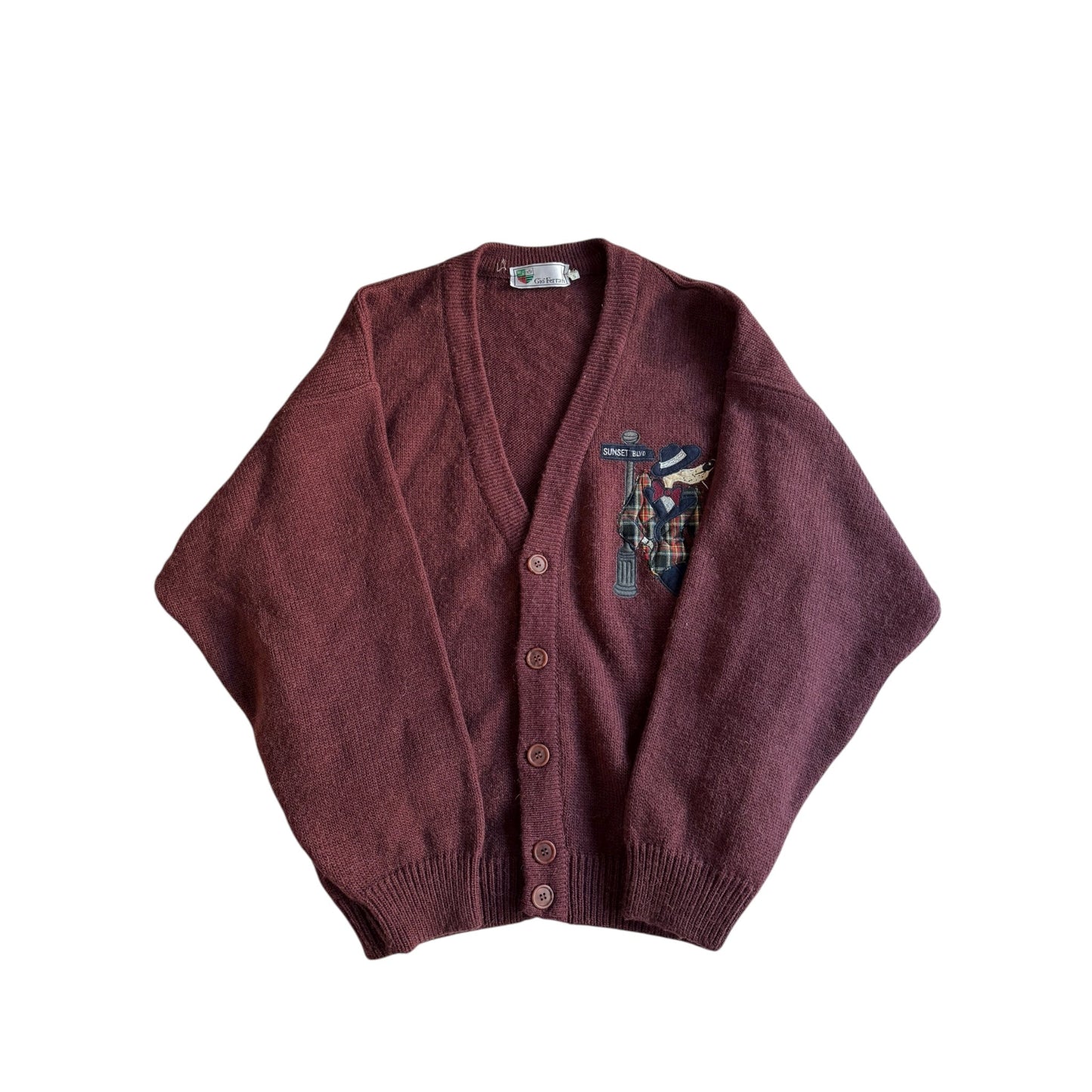 🧶 Cardigan Vintage Burgundy / Dog Embroidery (Mărime 48 - M) - anbracaminte