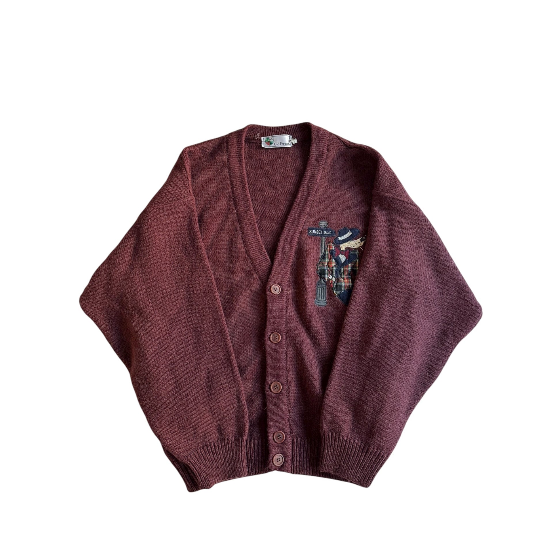 🧶 Cardigan Vintage Burgundy / Dog Embroidery (Mărime 48 - M) - anbracaminte