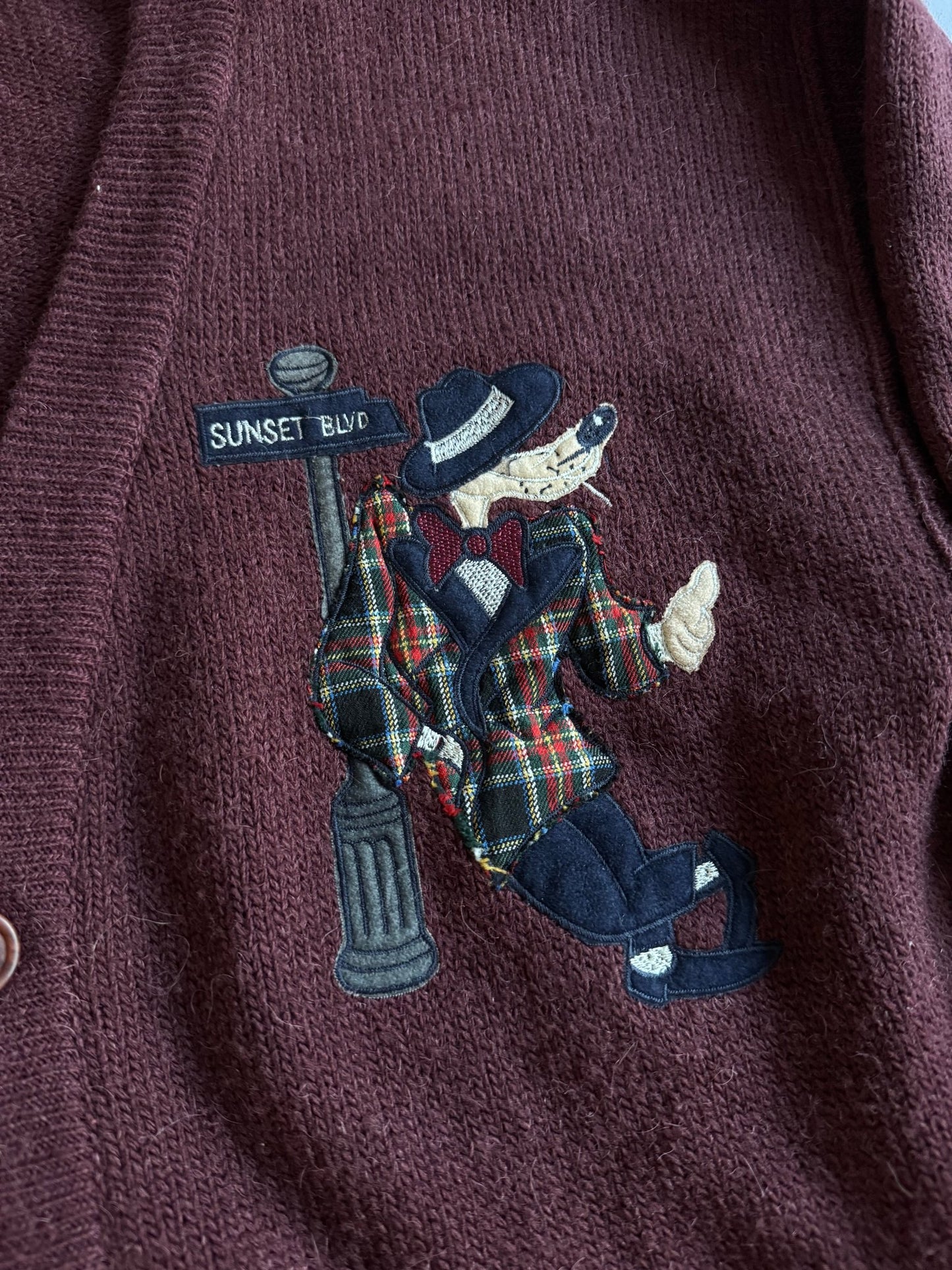 🧶 Cardigan Vintage Burgundy / Dog Embroidery (Mărime 48 - M) - anbracaminte