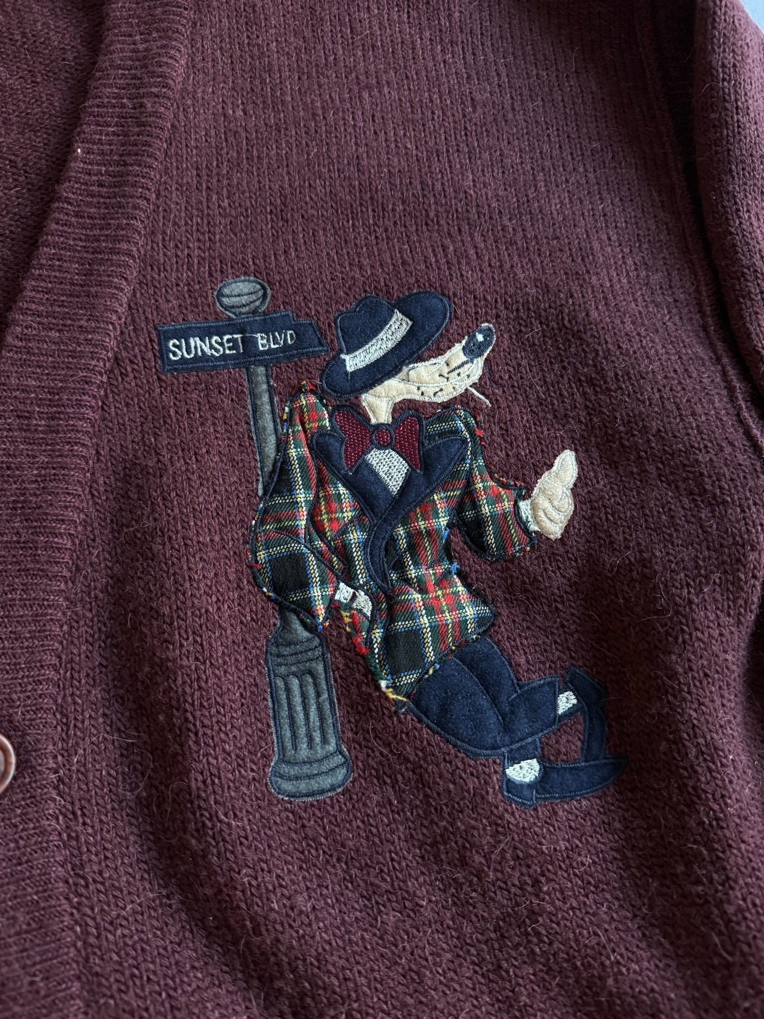 🧶 Cardigan Vintage Burgundy / Dog Embroidery (Mărime 48 - M) - anbracaminte