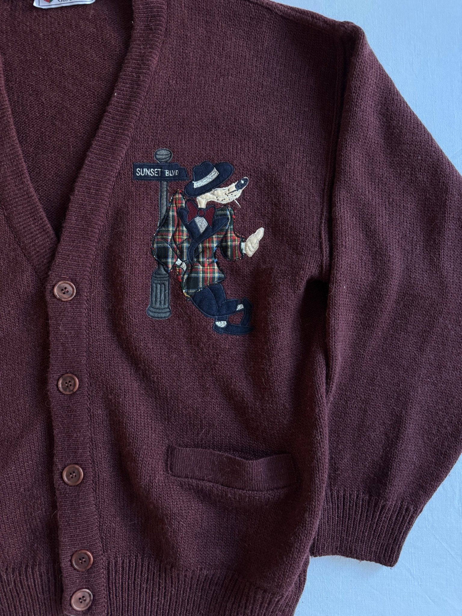 🧶 Cardigan Vintage Burgundy / Dog Embroidery (Mărime 48 - M) - anbracaminte