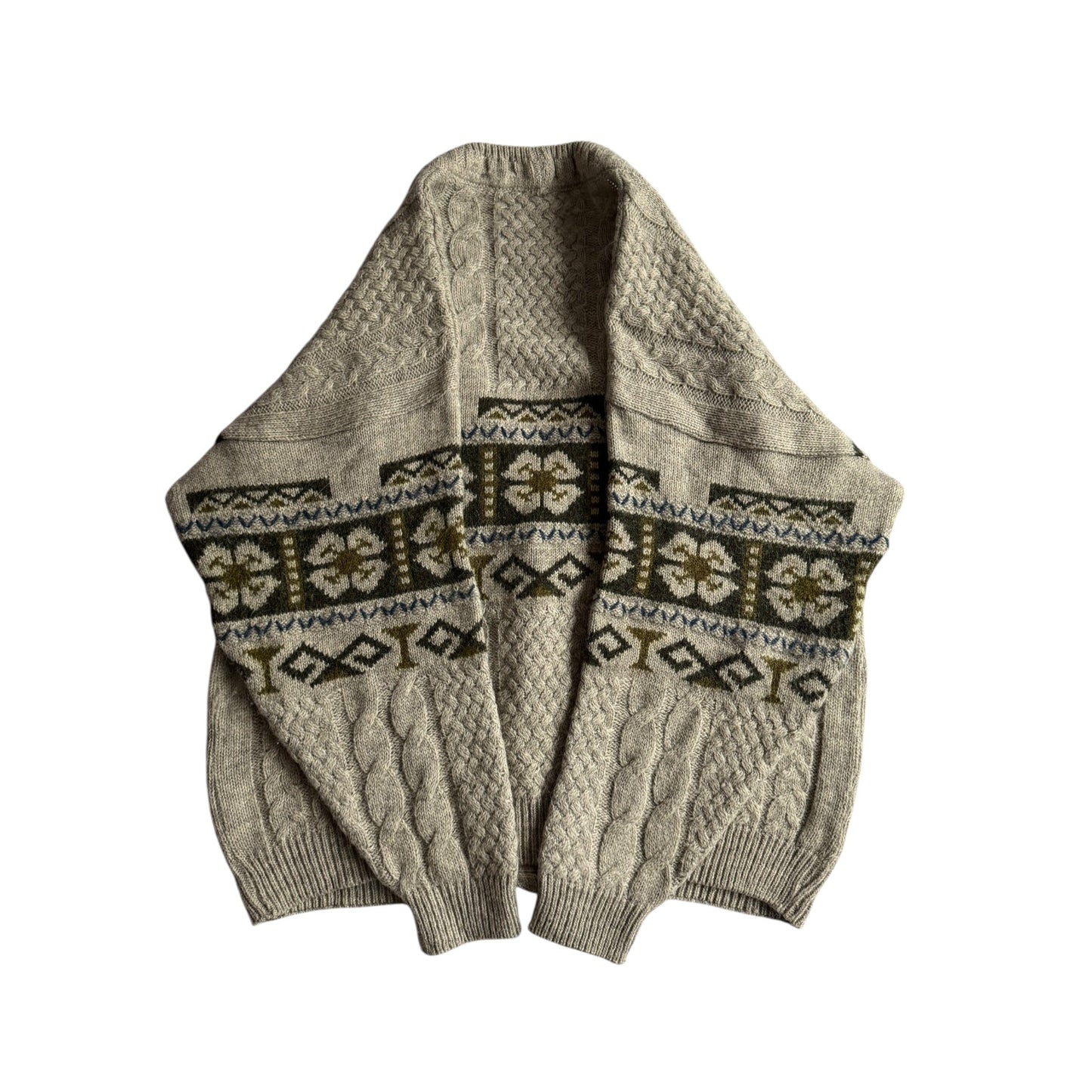🧶 Cardigan Vintage Cable Knit cu Model Etnic – XL Bărbați - anbracaminte