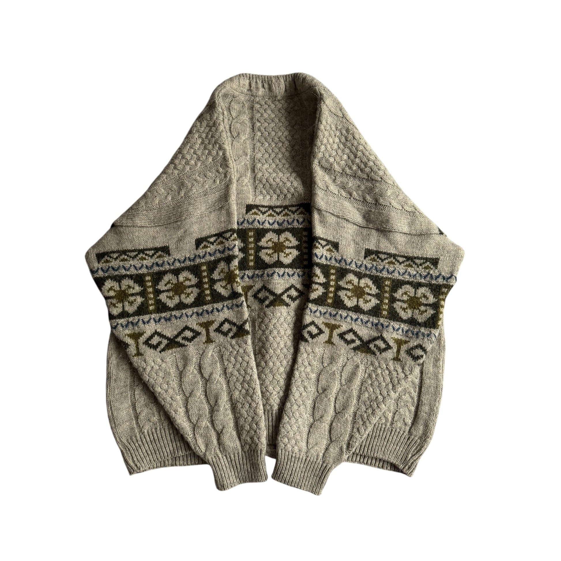 🧶 Cardigan Vintage Cable Knit cu Model Etnic – XL Bărbați - anbracaminte