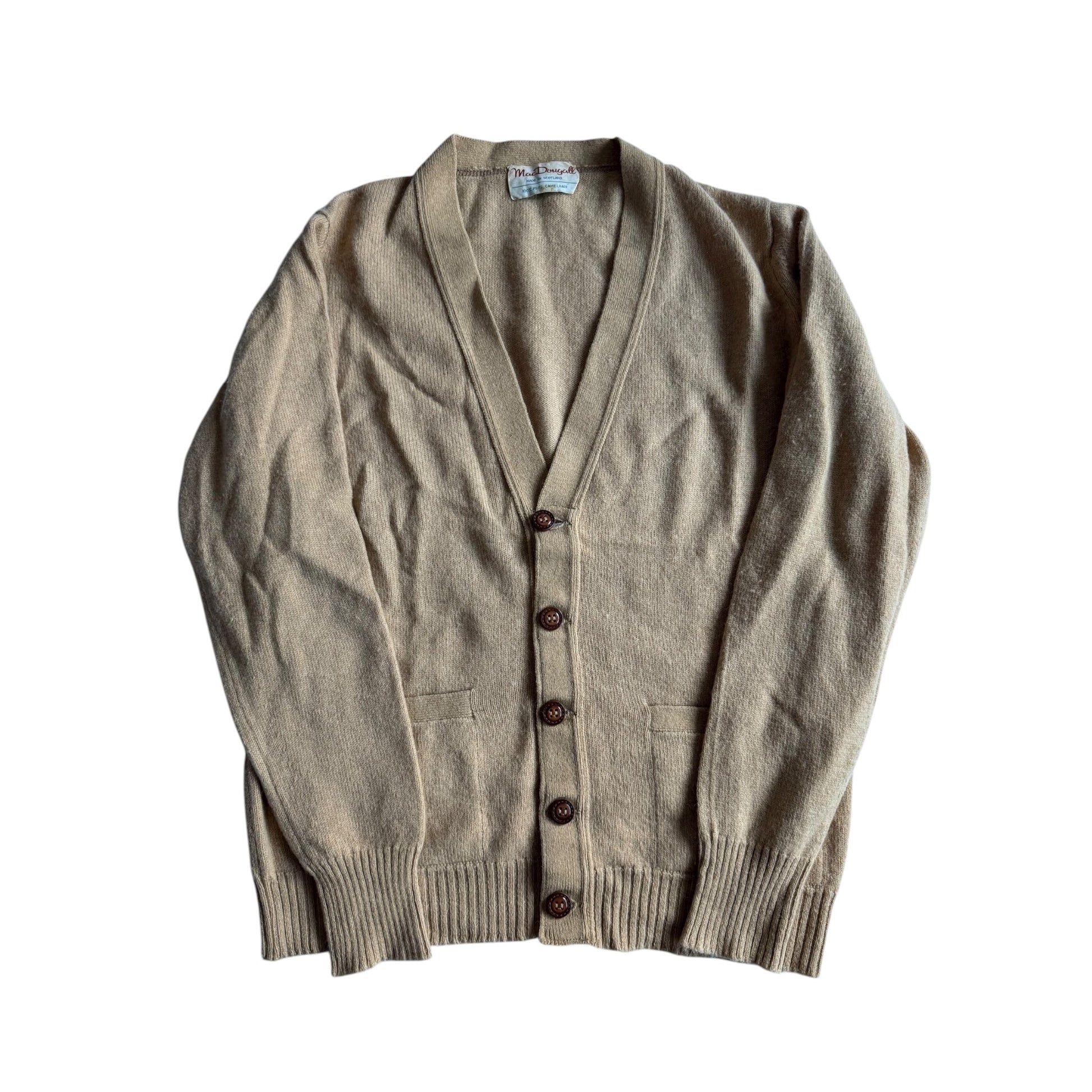 🧶 Cardigan Vintage Camel ’70 / Tricot Scoțian (Mărime M) - anbracaminte