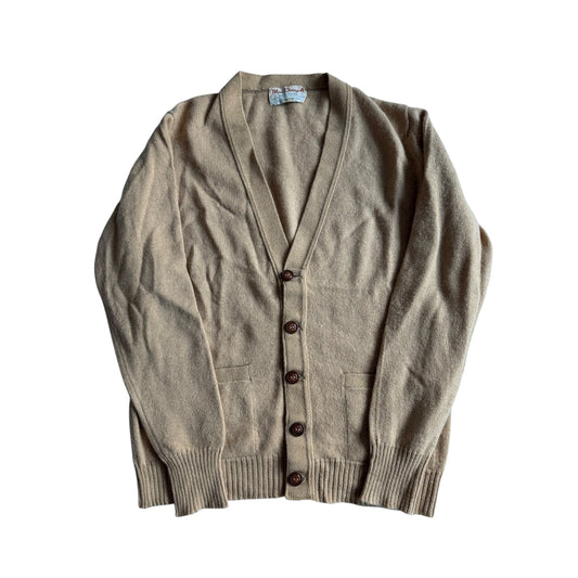 🧶 Cardigan Vintage Camel ’70 / Tricot Scoțian (Mărime M) - anbracaminte