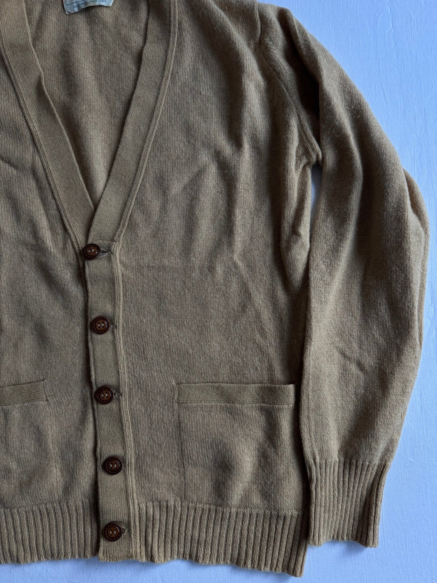 🧶 Cardigan Vintage Camel ’70 / Tricot Scoțian (Mărime M) - anbracaminte