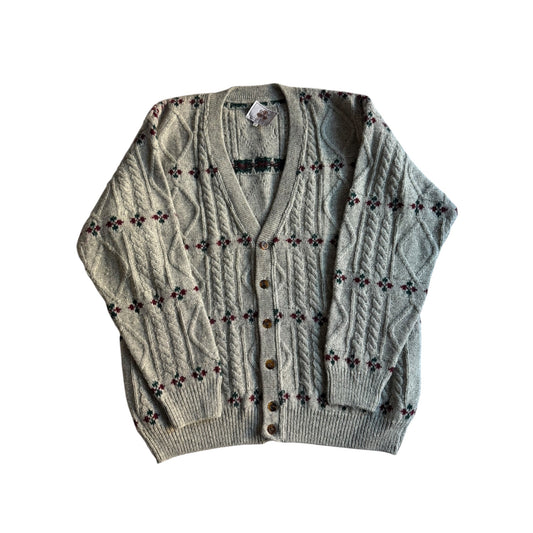 🧶 Cardigan Vintage cu Motive Mici / Tricot Fin (Mărime 48 - M) - anbracaminte