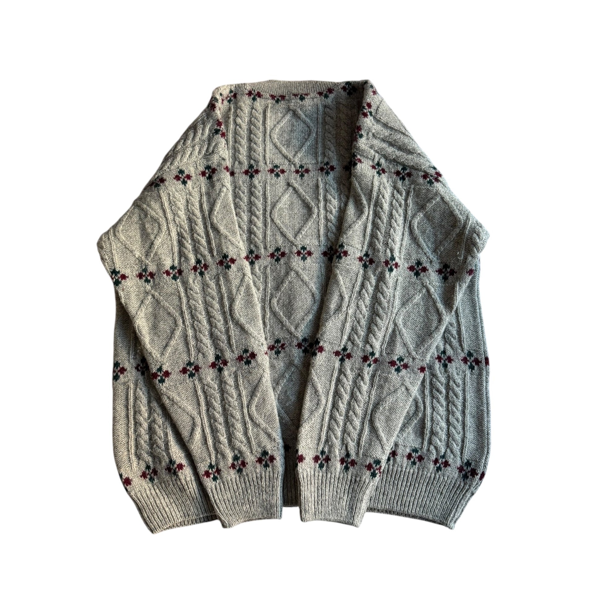 🧶 Cardigan Vintage cu Motive Mici / Tricot Fin (Mărime 48 - M) - anbracaminte
