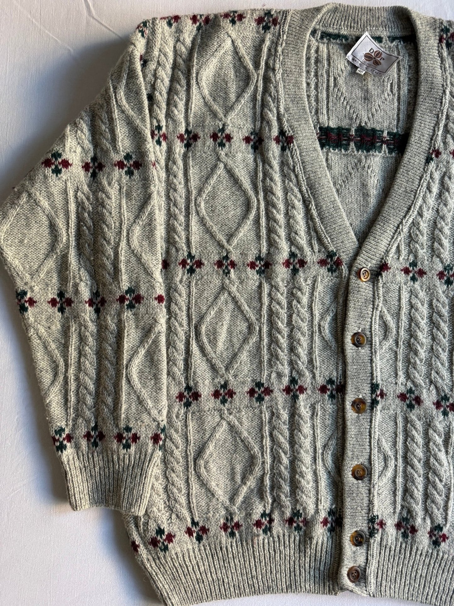 🧶 Cardigan Vintage cu Motive Mici / Tricot Fin (Mărime 48 - M) - anbracaminte