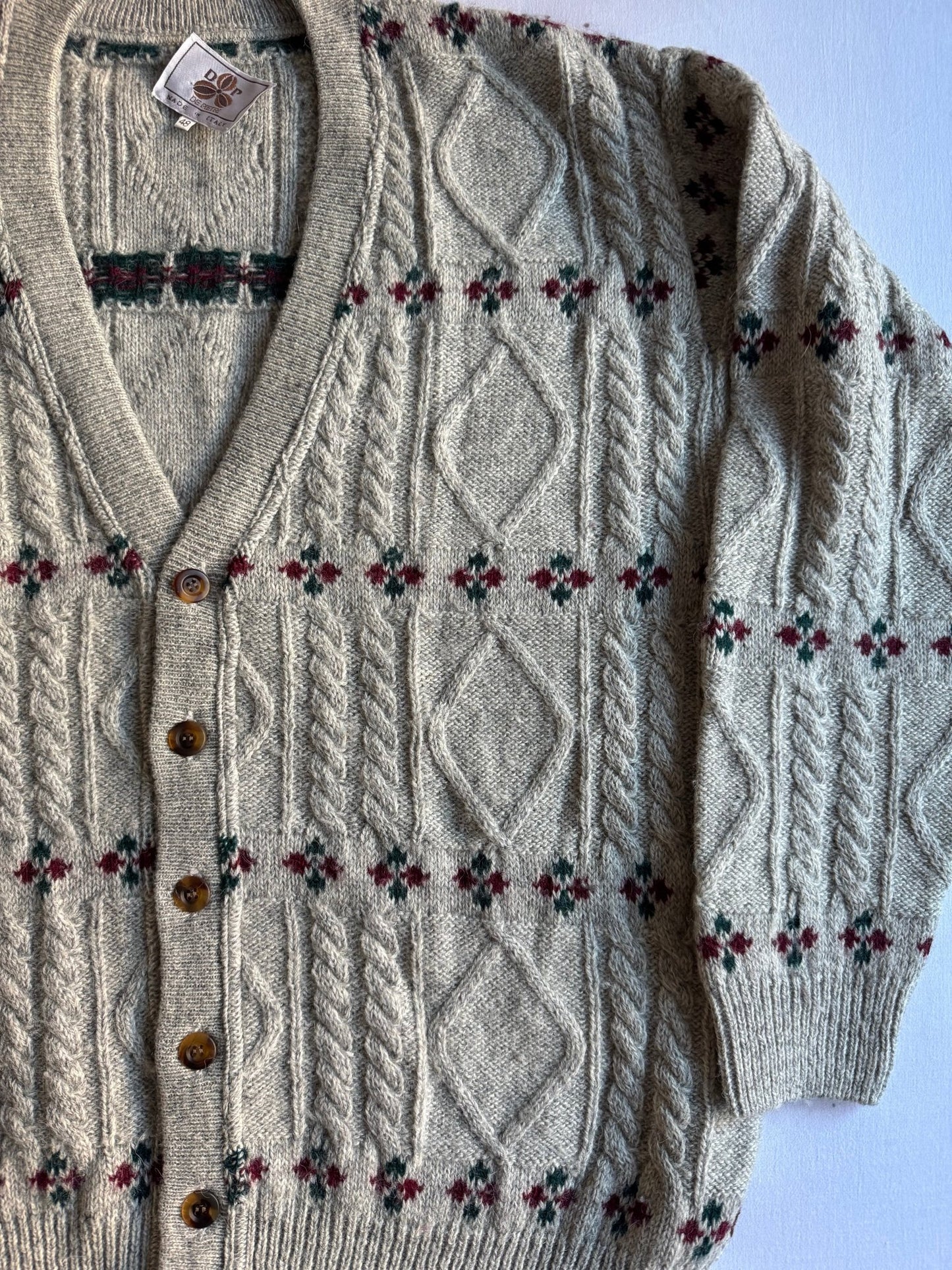 🧶 Cardigan Vintage cu Motive Mici / Tricot Fin (Mărime 48 - M) - anbracaminte