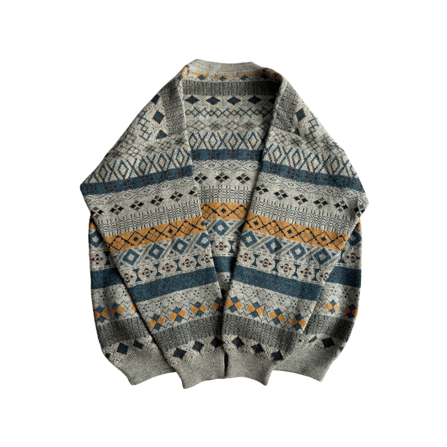🧶 Cardigan Vintage cu Pattern Etnic din Lână, Alpaca și Acril – XL - anbracaminte