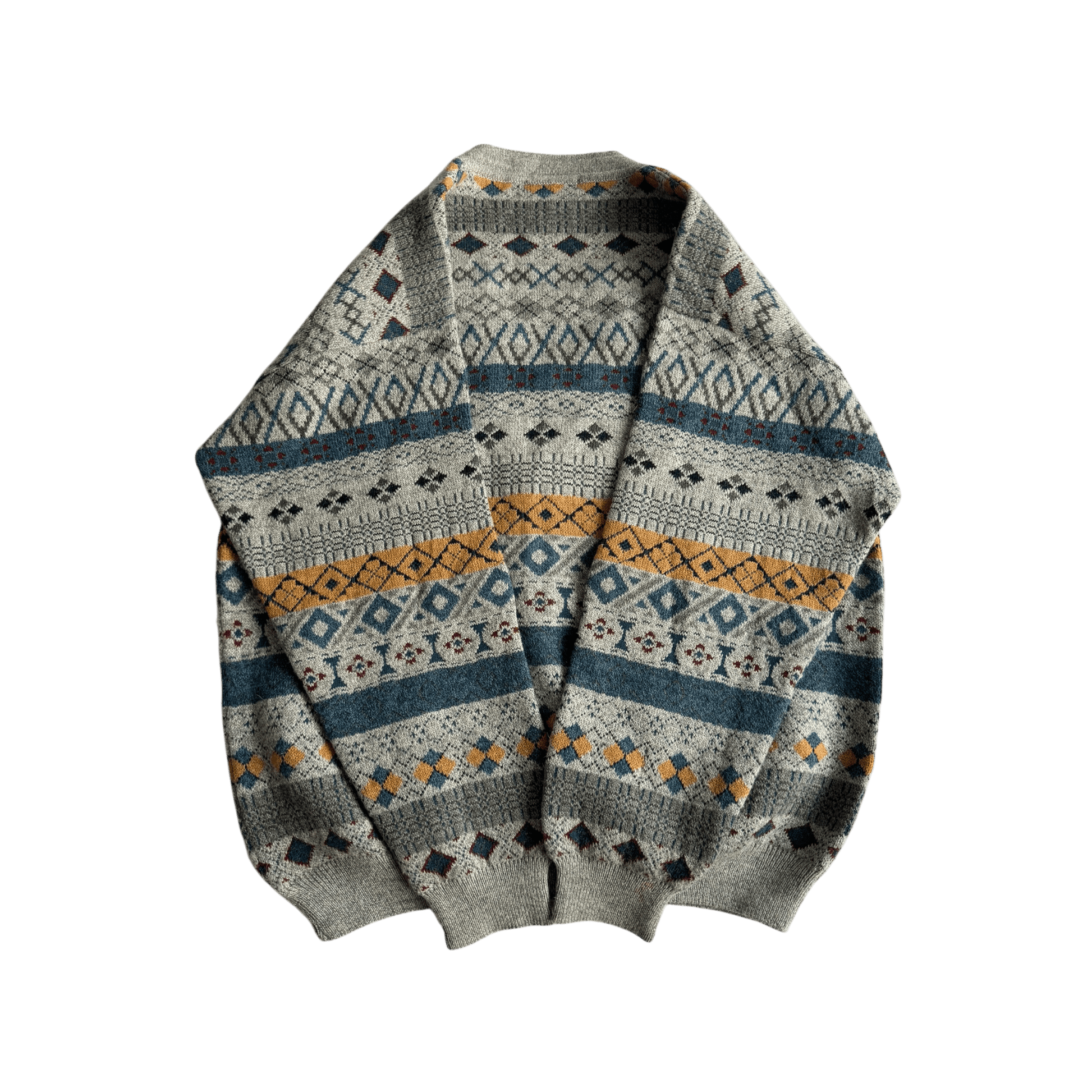 🧶 Cardigan Vintage cu Pattern Etnic din Lână, Alpaca și Acril – XL - anbracaminte