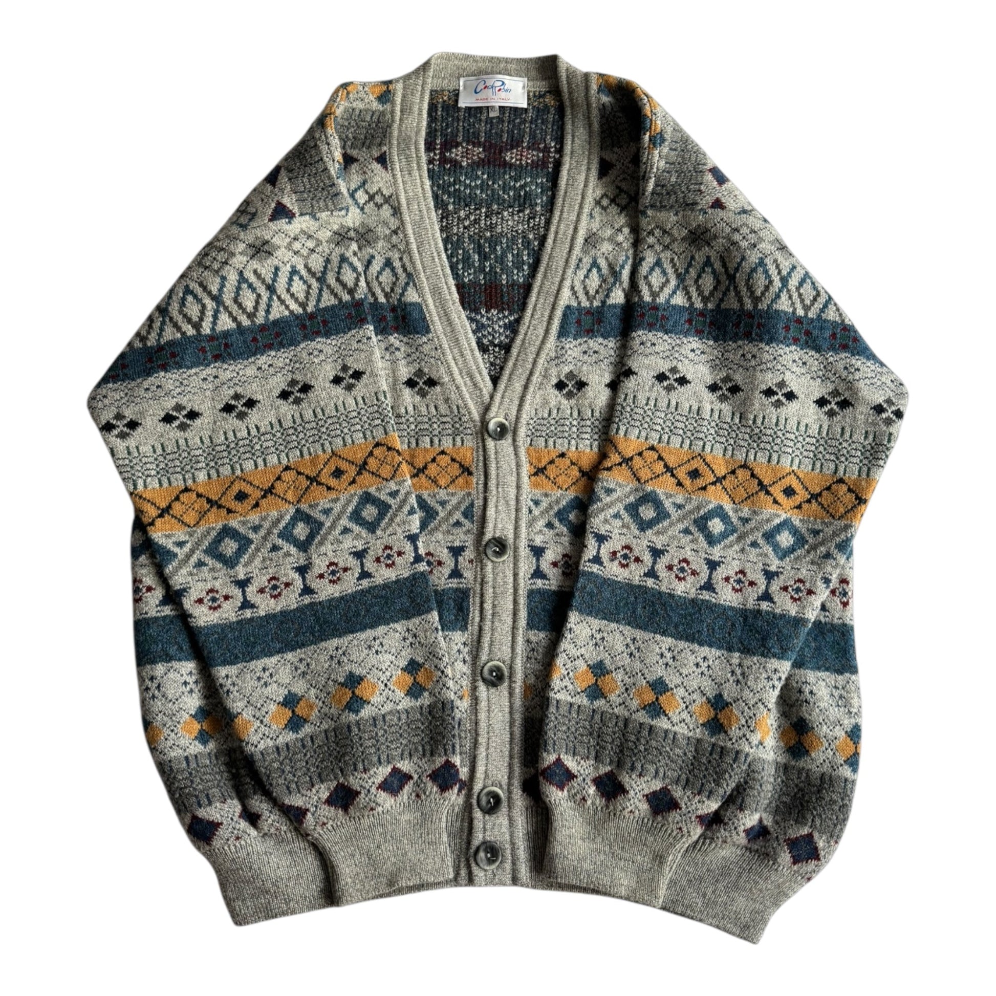 🧶 Cardigan Vintage cu Pattern Etnic din Lână, Alpaca și Acril – XL - anbracaminte