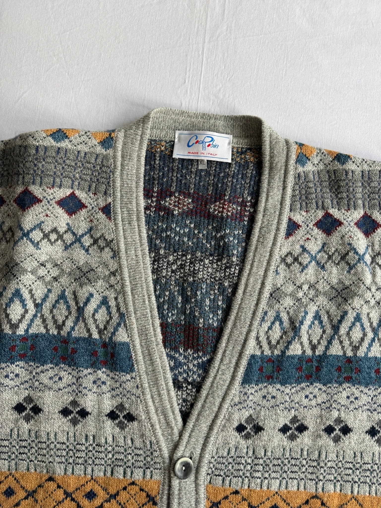 🧶 Cardigan Vintage cu Pattern Etnic din Lână, Alpaca și Acril – XL - anbracaminte