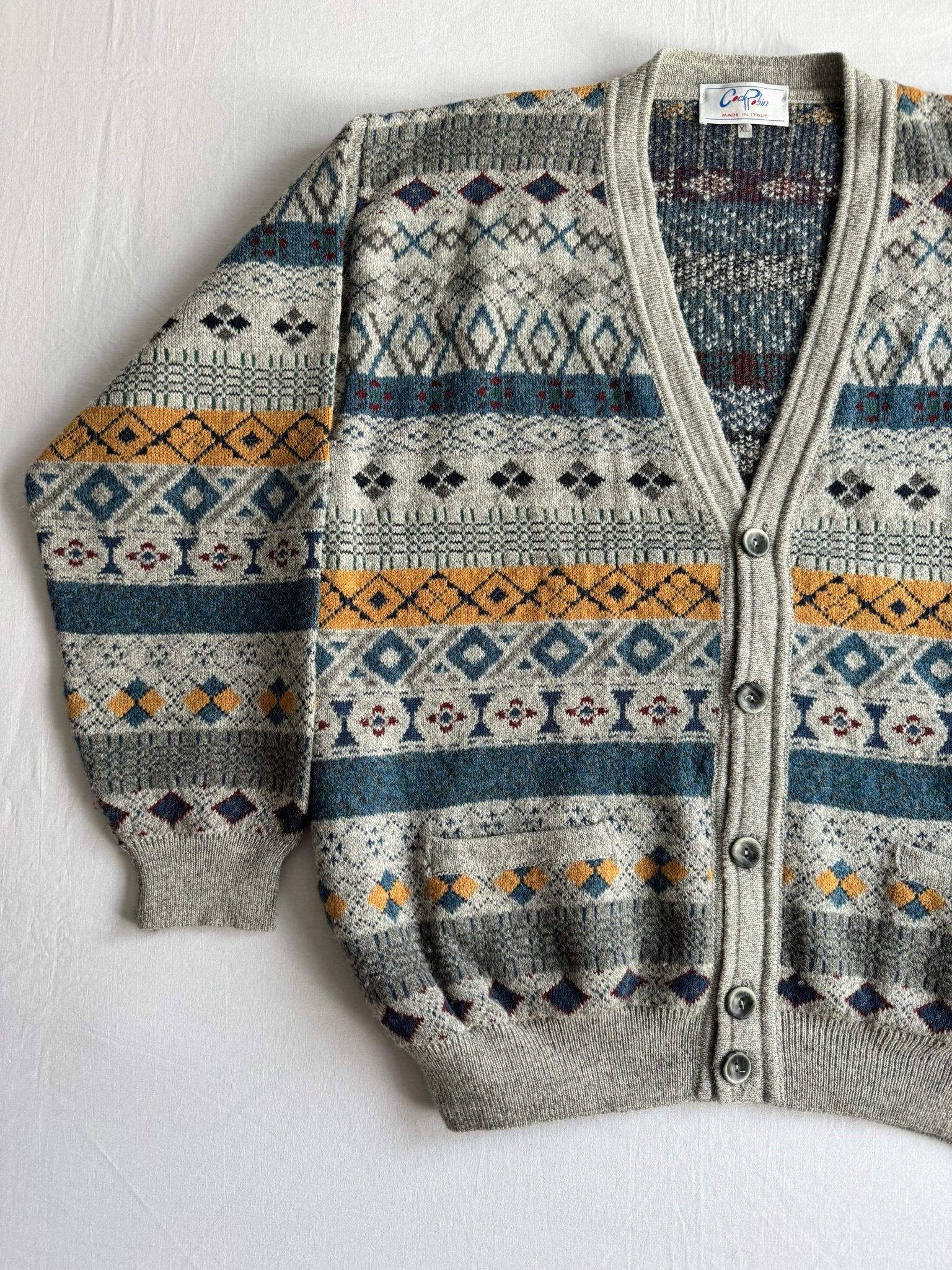 🧶 Cardigan Vintage cu Pattern Etnic din Lână, Alpaca și Acril – XL - anbracaminte