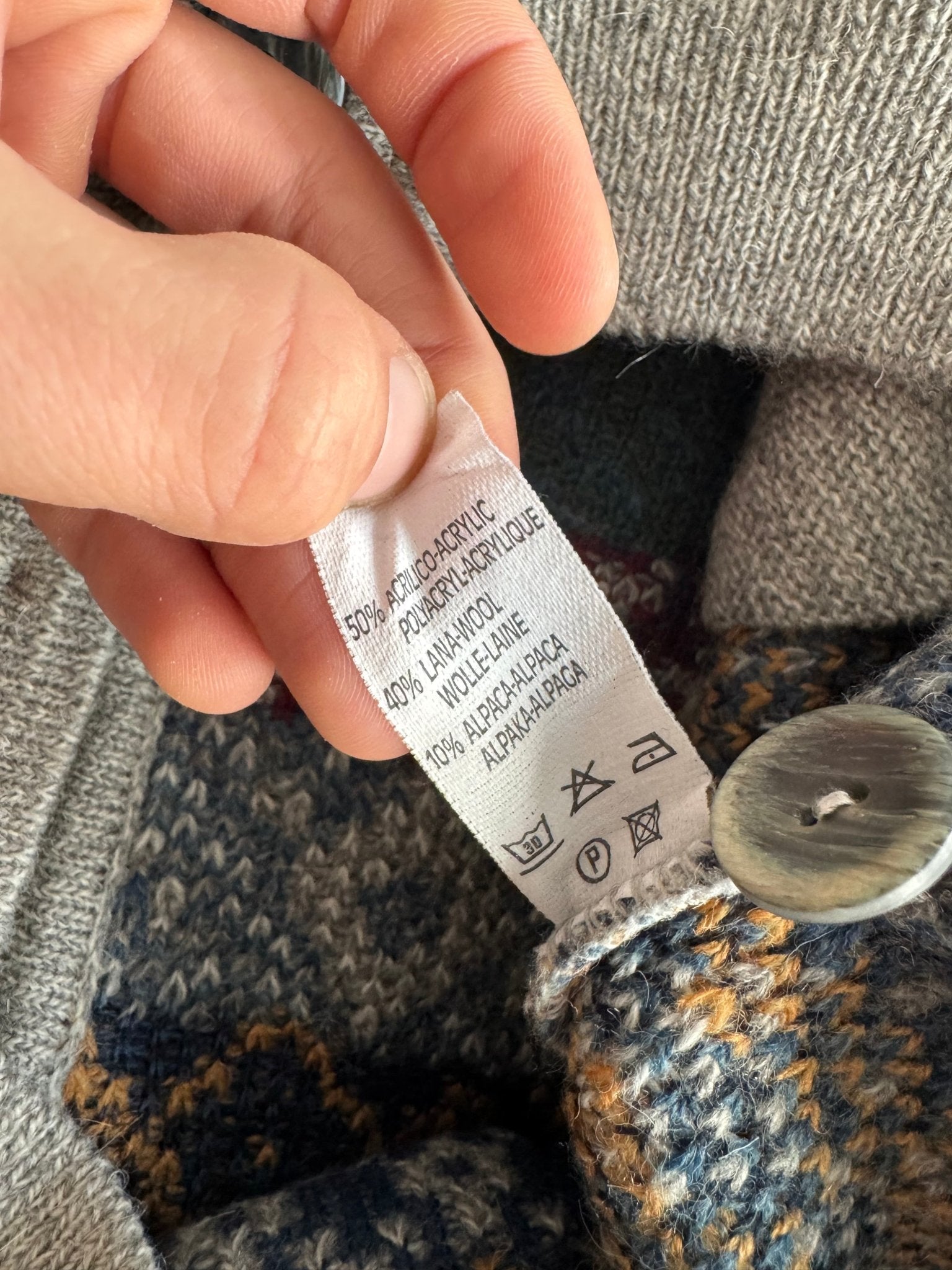 🧶 Cardigan Vintage cu Pattern Etnic din Lână, Alpaca și Acril – XL - anbracaminte
