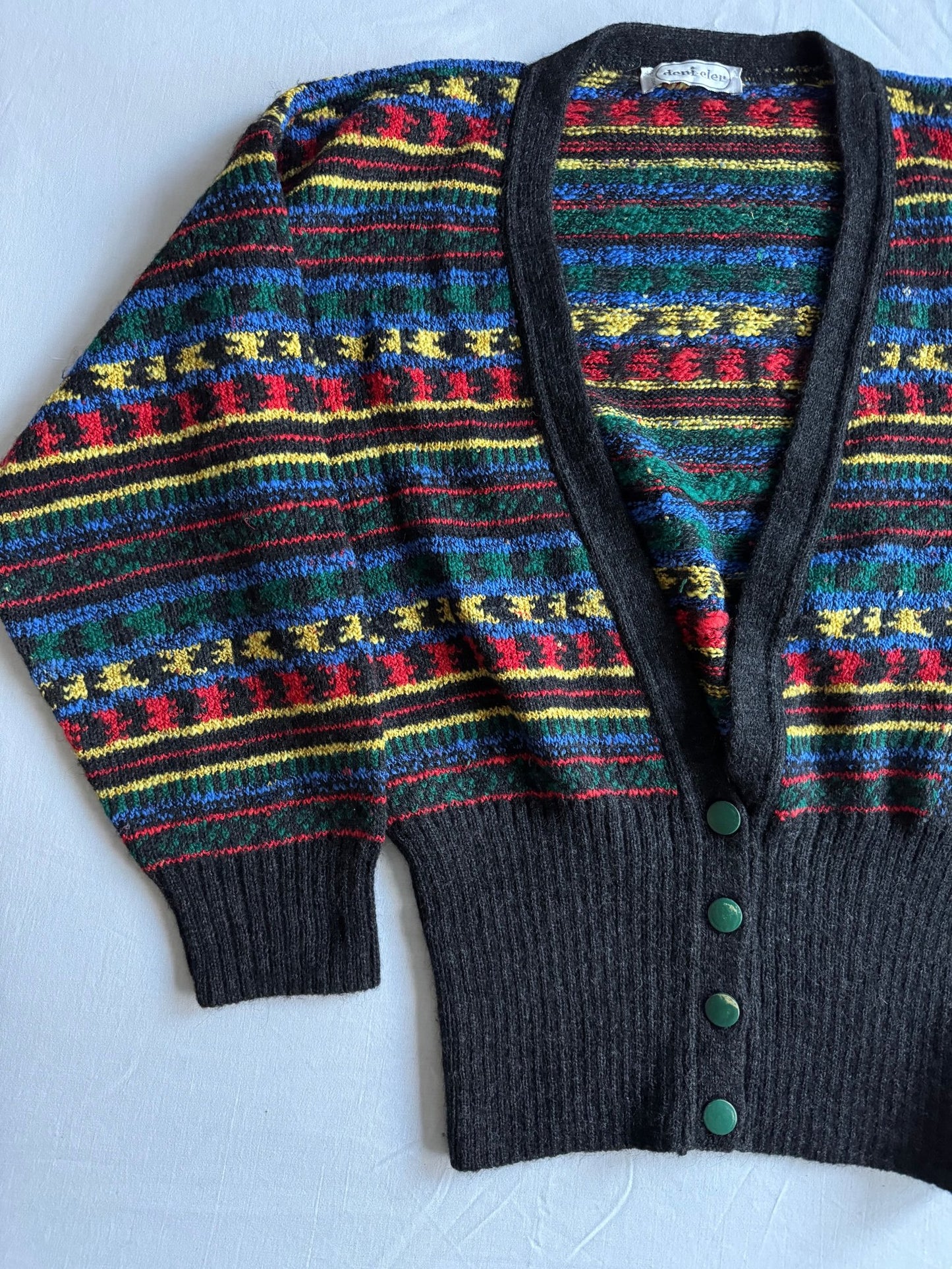 🧶 Cardigan Vintage cu Pattern Etnic / Mărime IT 44 (L Femei) - anbracaminte