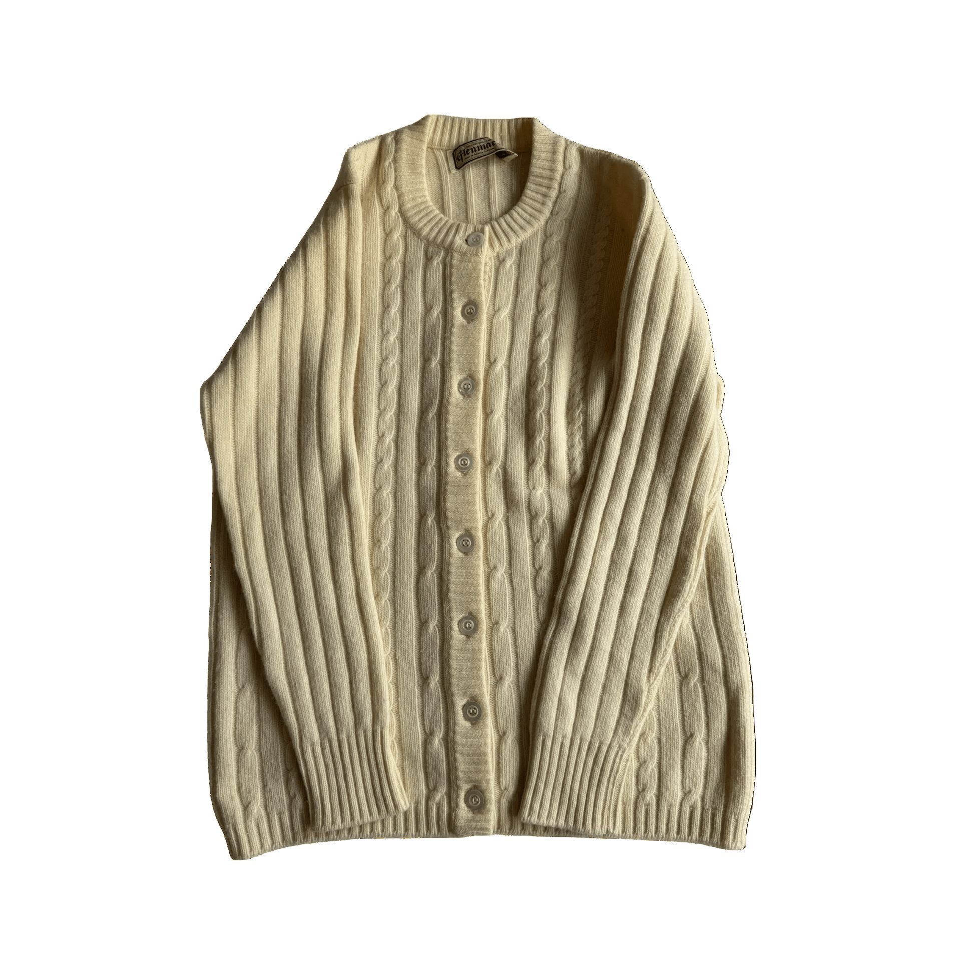🧶 Cardigan Vintage Damă Alb Natural din Lână Geelong Lambswool – aprox. S / M - anbracaminte