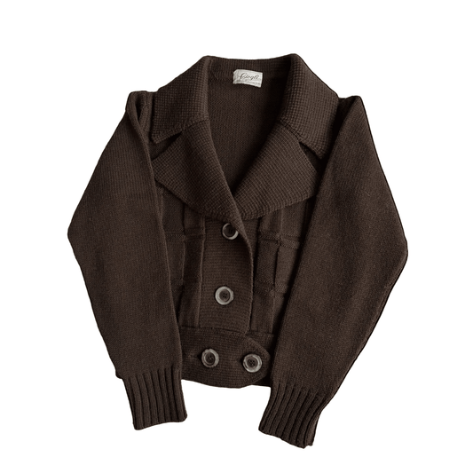🧶 Cardigan Vintage Damă Anii ’70 Maro Ciocolatiu din Lână – S - anbracaminte