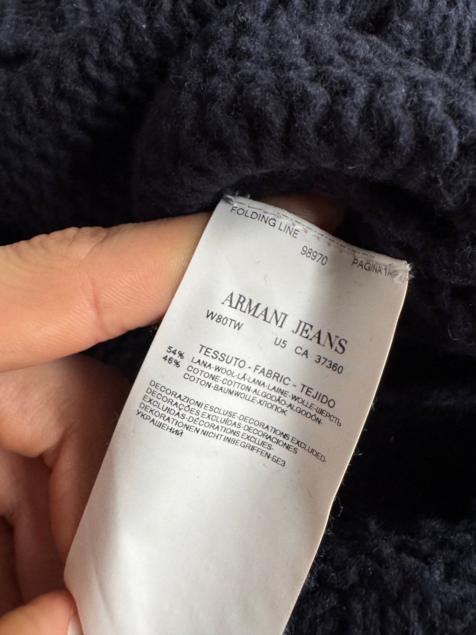 🧶 Cardigan Vintage Damă Armani Jeans Dark Navy din Lână și Bumbac – aprox. M / - anbracaminte
