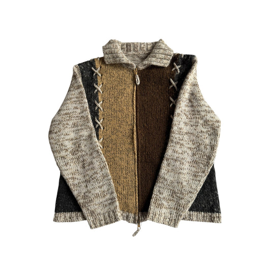 🧶 Cardigan Vintage Damă Color Block din Lână & Kid Mohair – aprox. M - anbracaminte