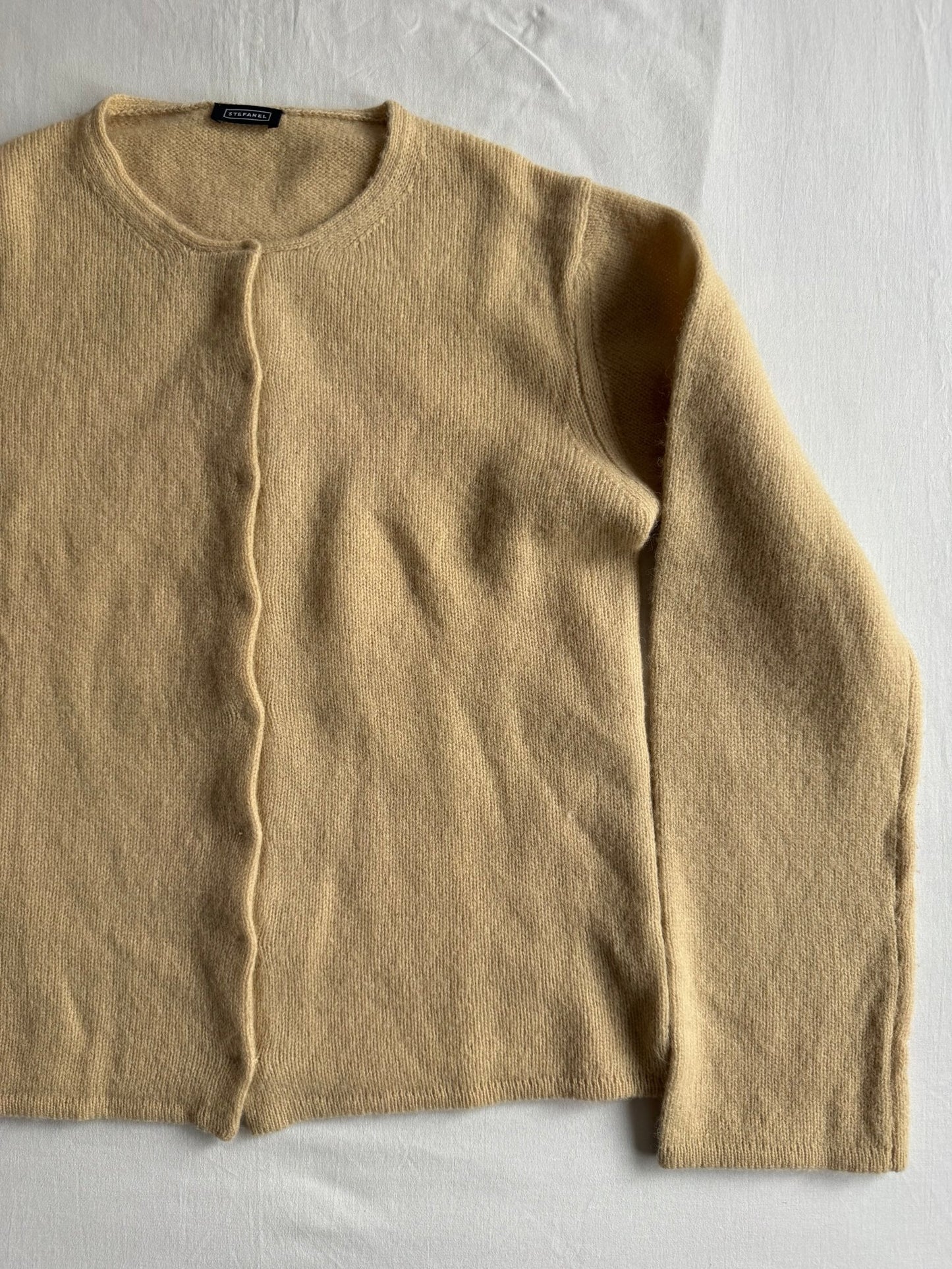 🧶 Cardigan Vintage Damă Crem Deschis din Lână – L - anbracaminte
