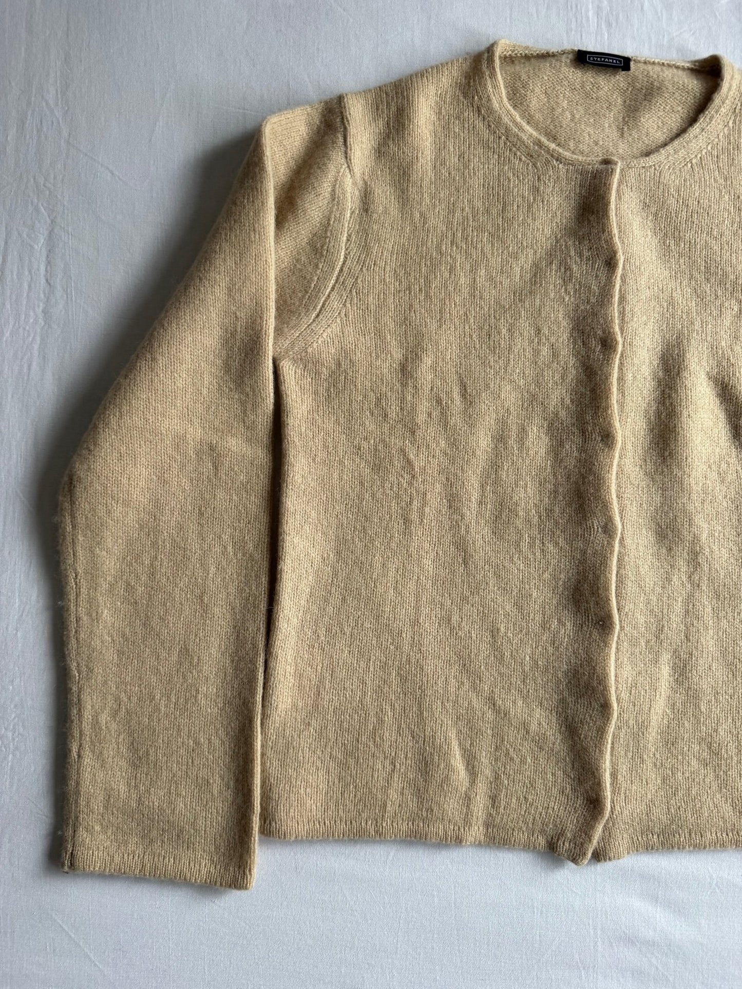 🧶 Cardigan Vintage Damă Crem Deschis din Lână – L - anbracaminte