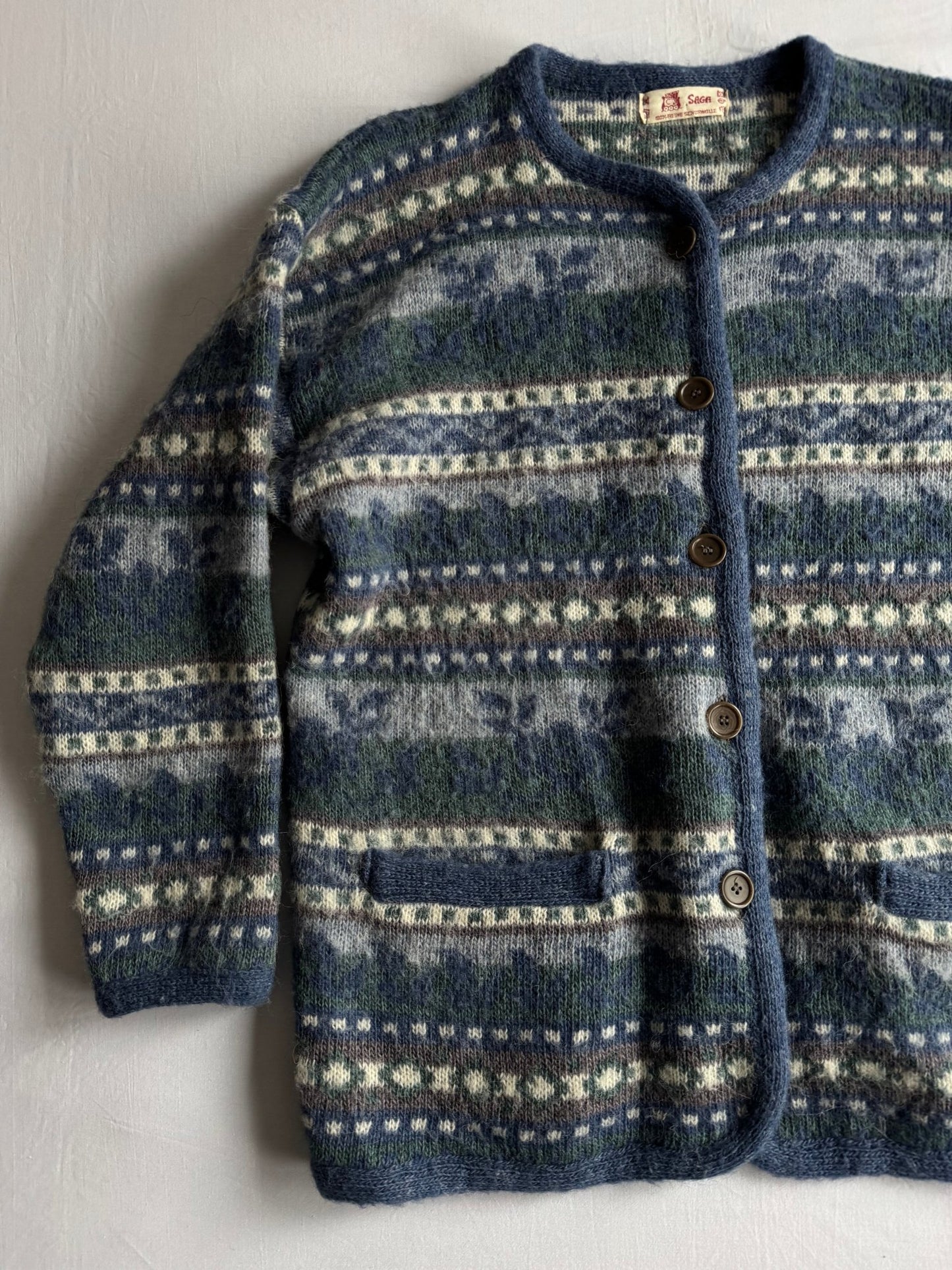🧶 Cardigan Vintage Damă cu Model Etnic din Lână Virgină – aprox. M / L - anbracaminte