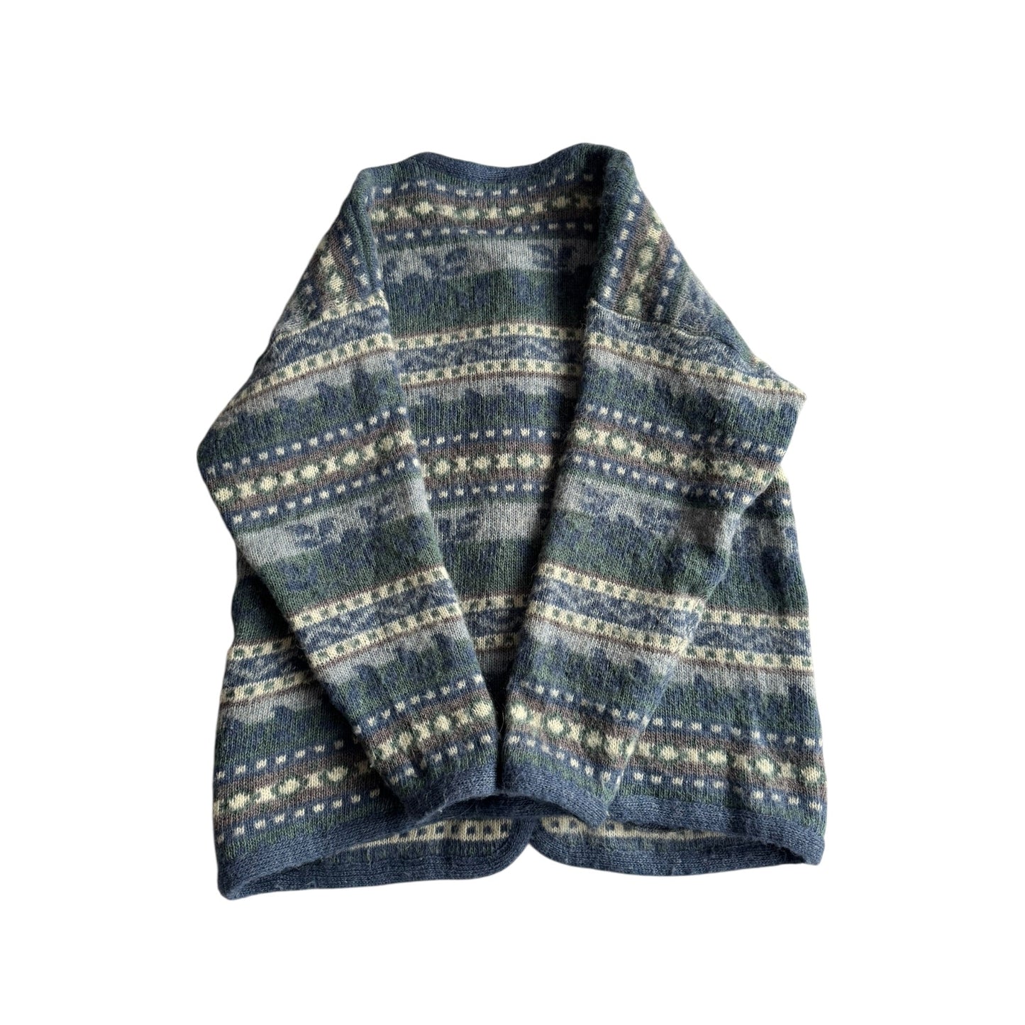 🧶 Cardigan Vintage Damă cu Model Etnic din Lână Virgină – aprox. M / L - anbracaminte