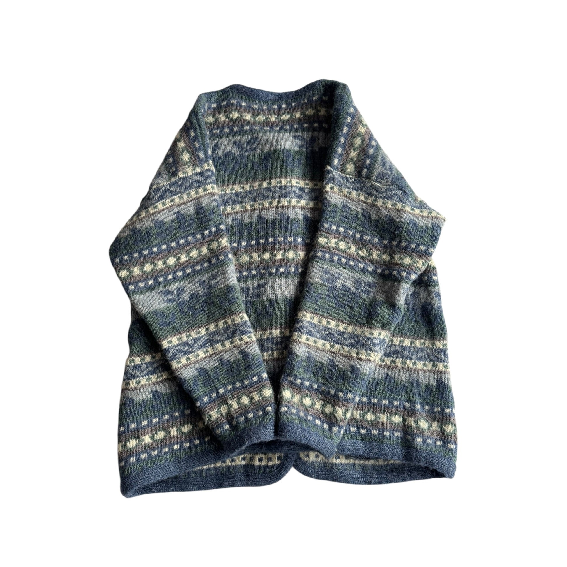 🧶 Cardigan Vintage Damă cu Model Etnic din Lână Virgină – aprox. M / L - anbracaminte
