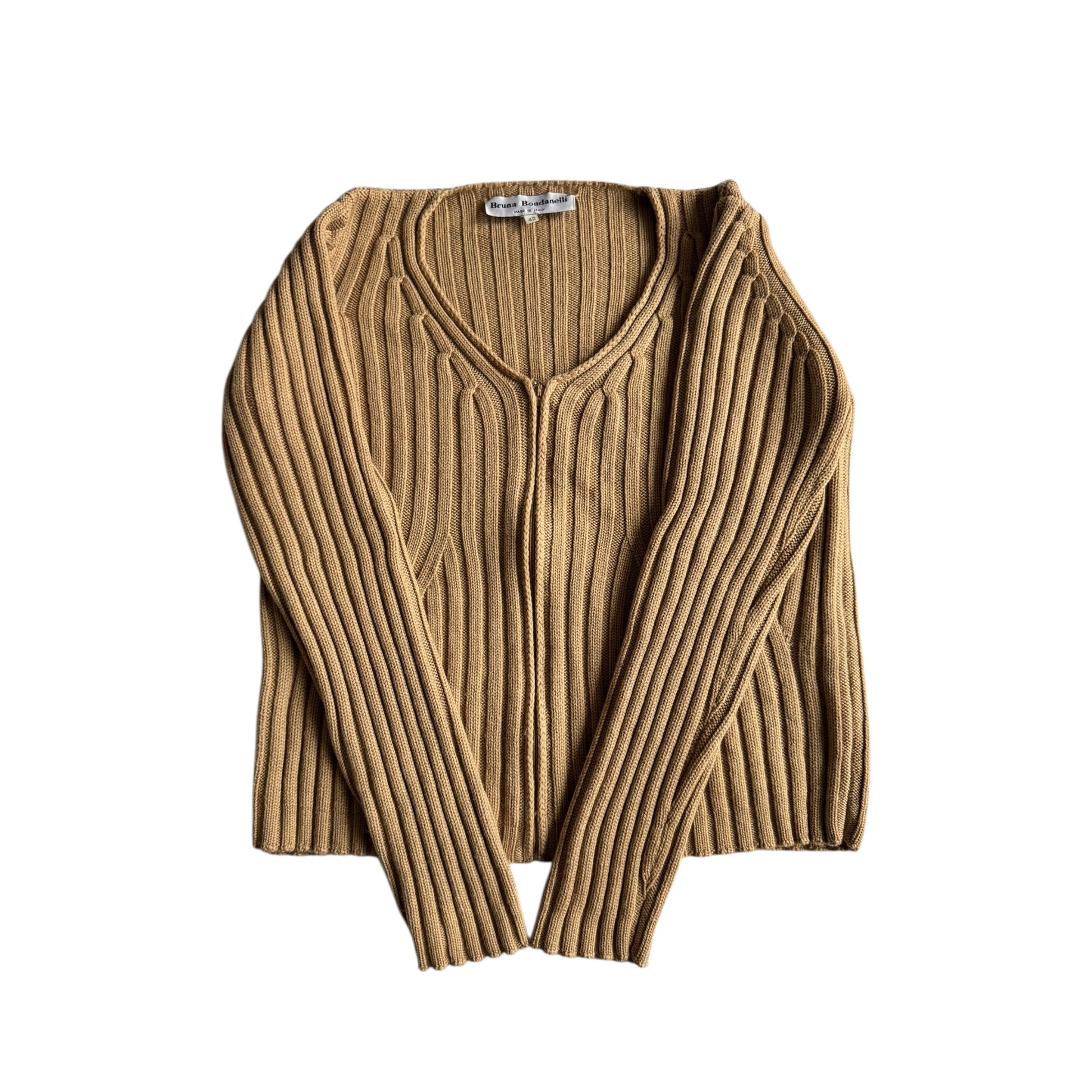 🧶 Cardigan Vintage Damă Ribbed din Lână – IT 42 (S / M) - anbracaminte