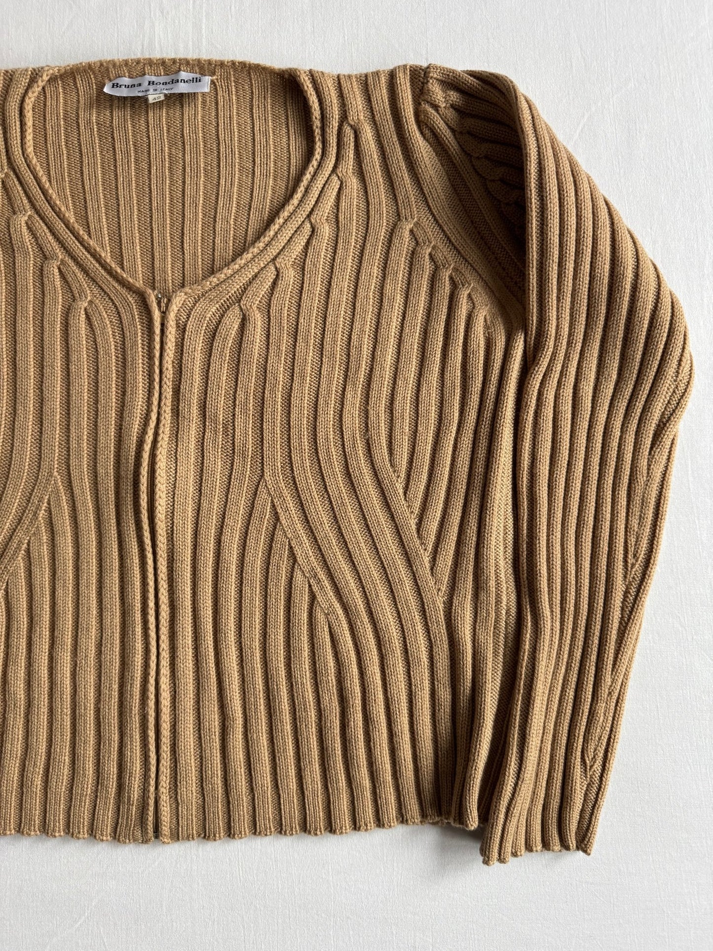 🧶 Cardigan Vintage Damă Ribbed din Lână – IT 42 (S / M) - anbracaminte