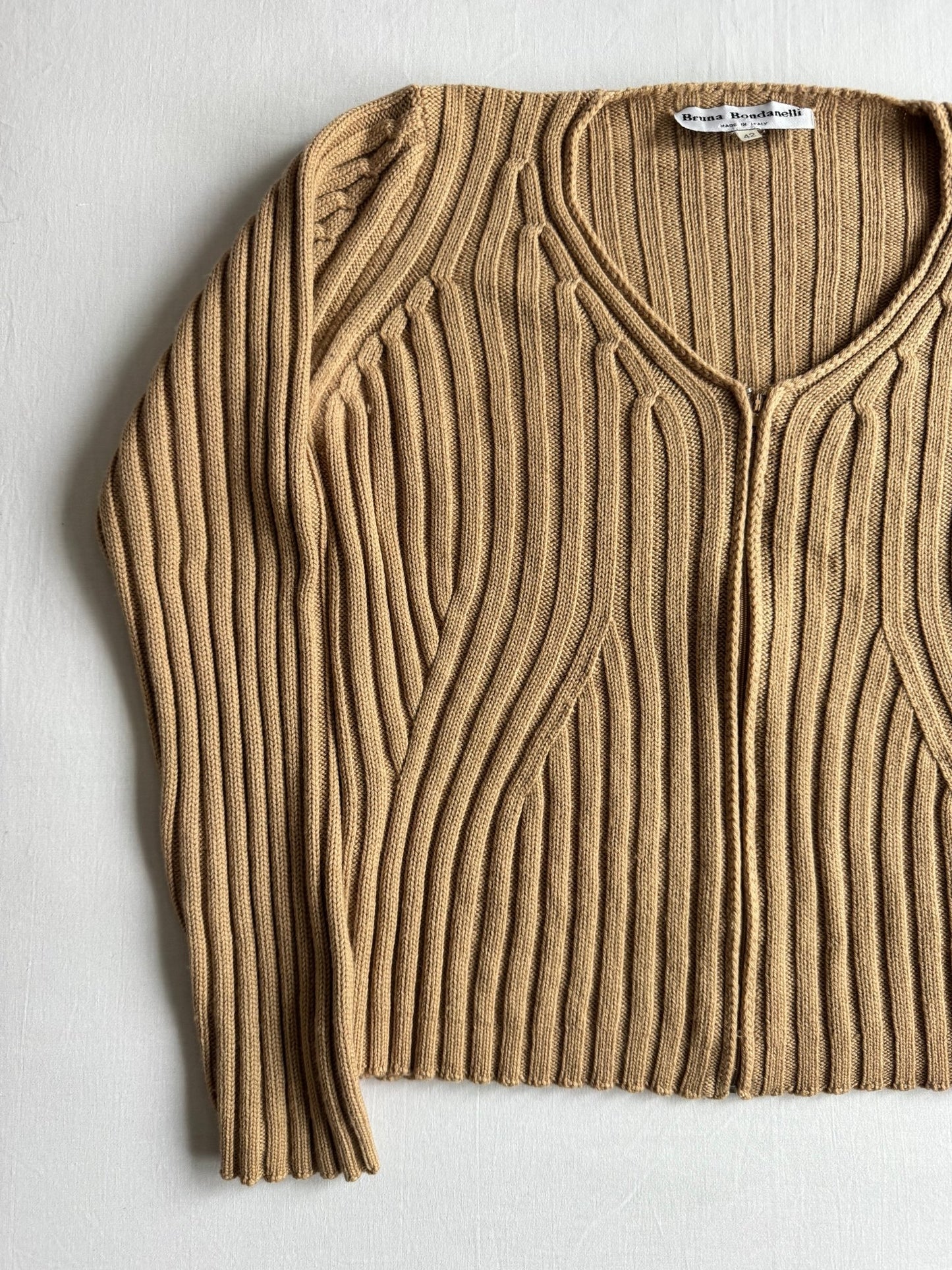 🧶 Cardigan Vintage Damă Ribbed din Lână – IT 42 (S / M) - anbracaminte