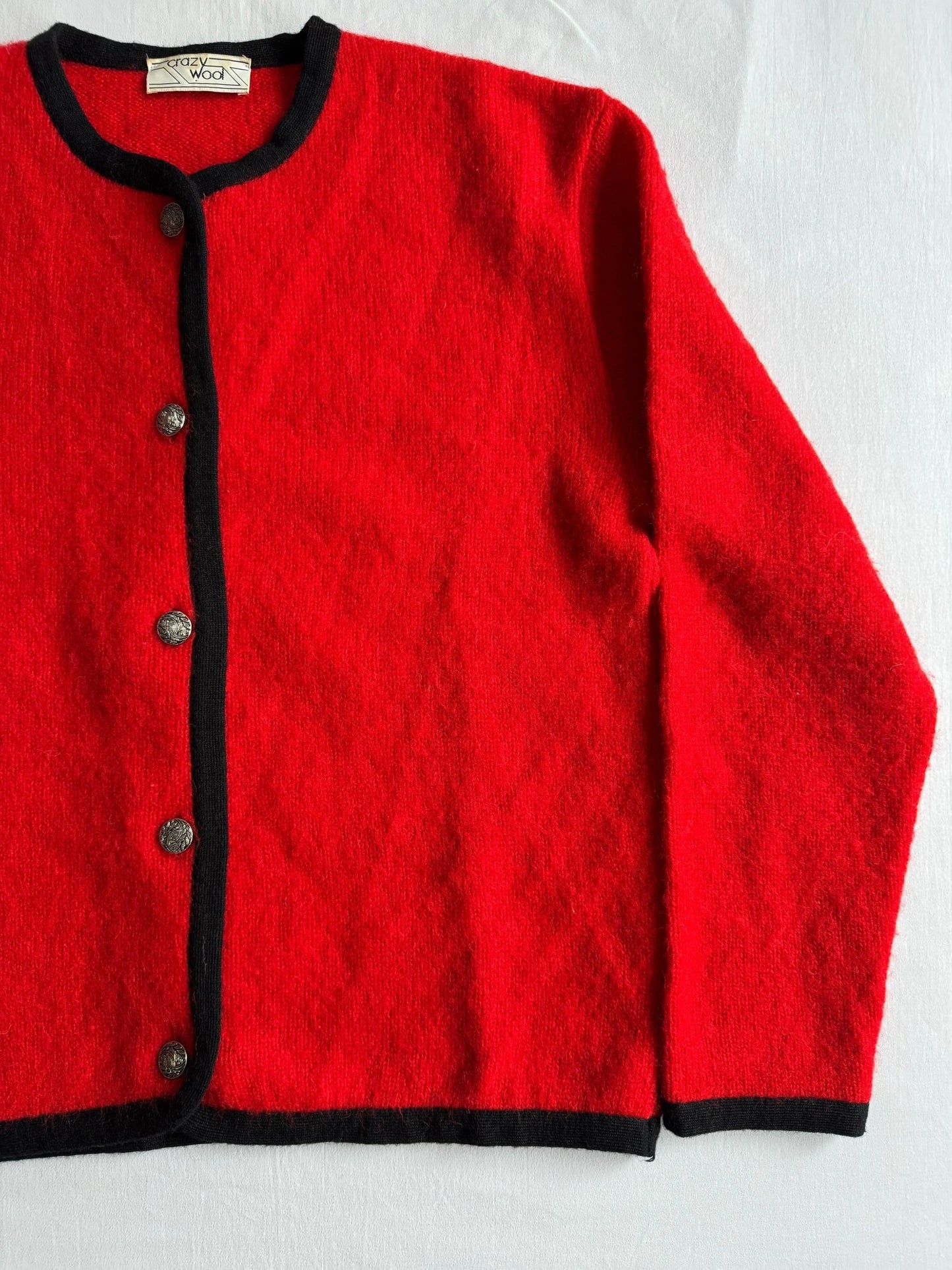 🧶 Cardigan Vintage Damă Roșu din Lână – M - anbracaminte