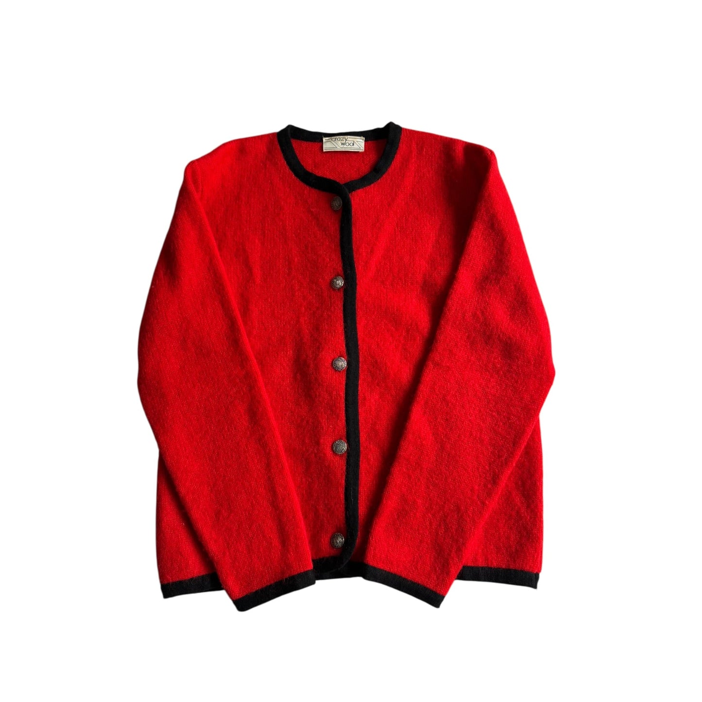 🧶 Cardigan Vintage Damă Roșu din Lână – M - anbracaminte