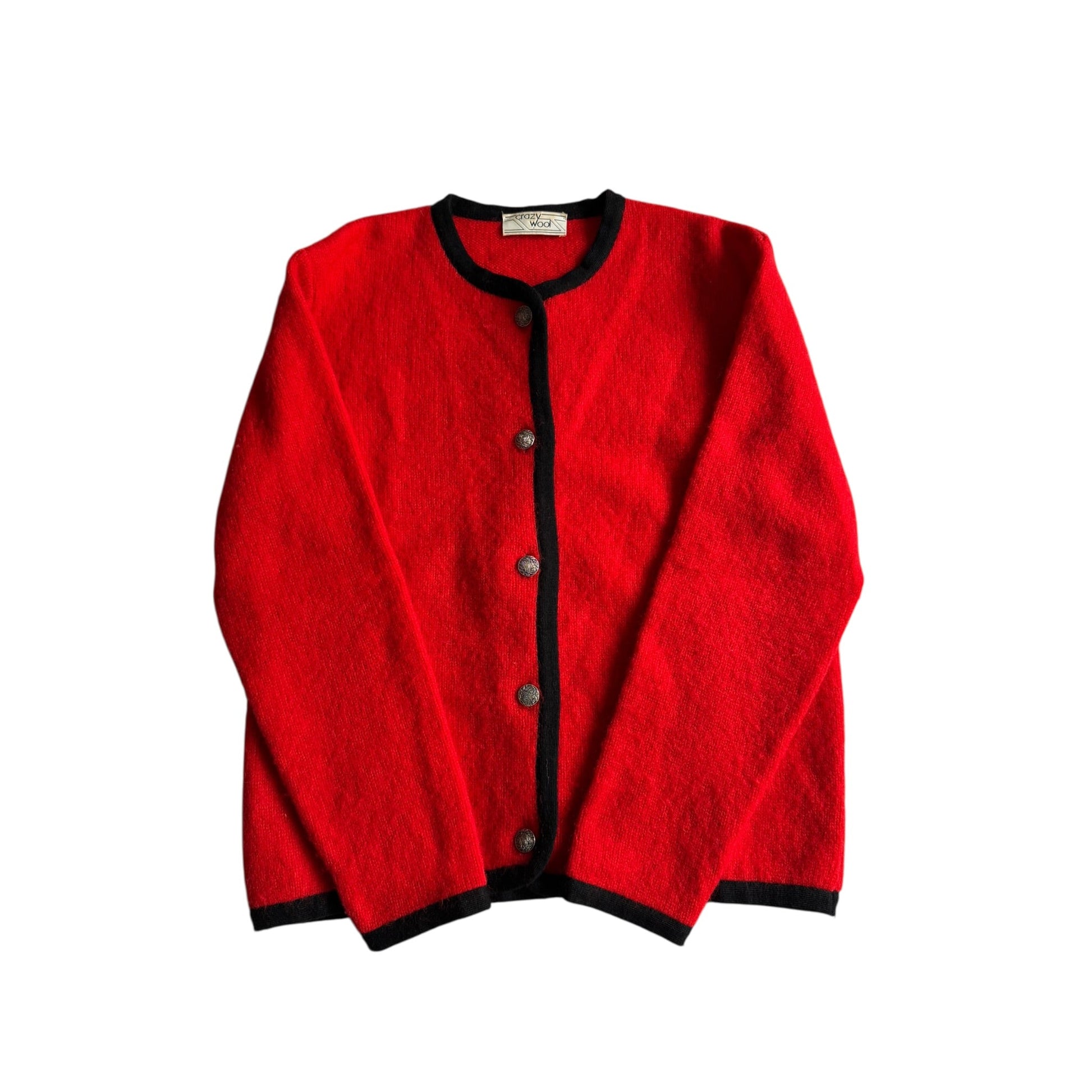 🧶 Cardigan Vintage Damă Roșu din Lână – M - anbracaminte