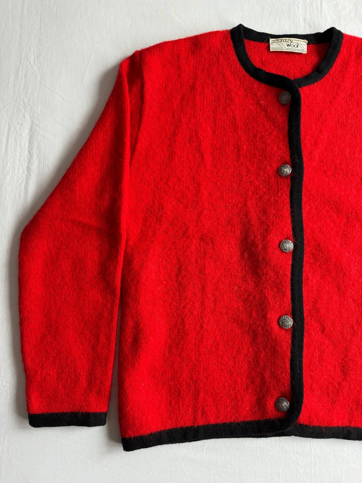 🧶 Cardigan Vintage Damă Roșu din Lână – M - anbracaminte