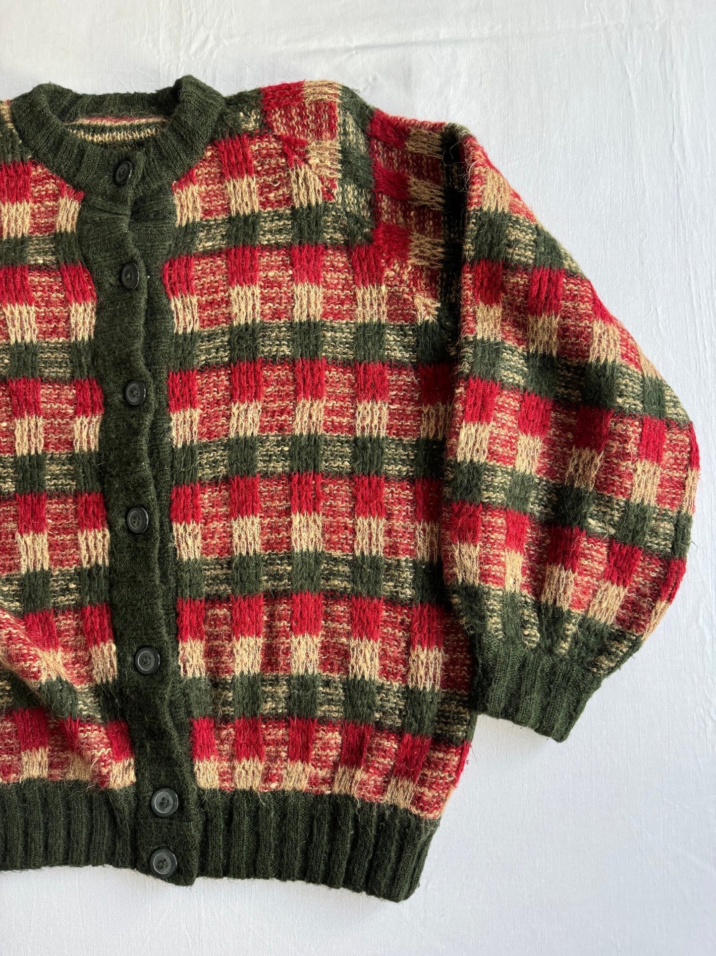 🧶 Cardigan Vintage Damă Texturat din Mohair, Lână și Acril – 40 (L) - anbracaminte