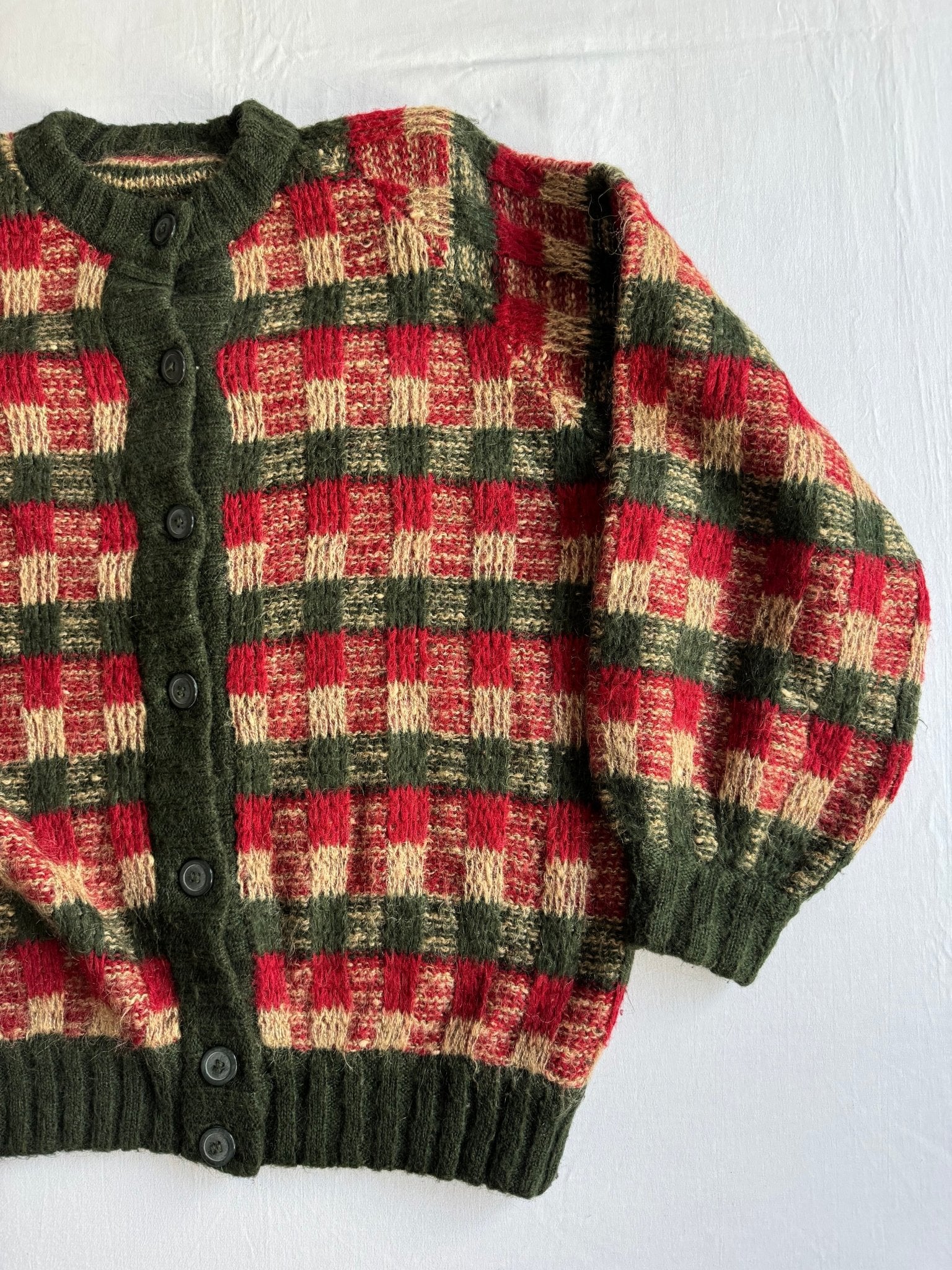 🧶 Cardigan Vintage Damă Texturat din Mohair, Lână și Acril – 40 (L) - anbracaminte