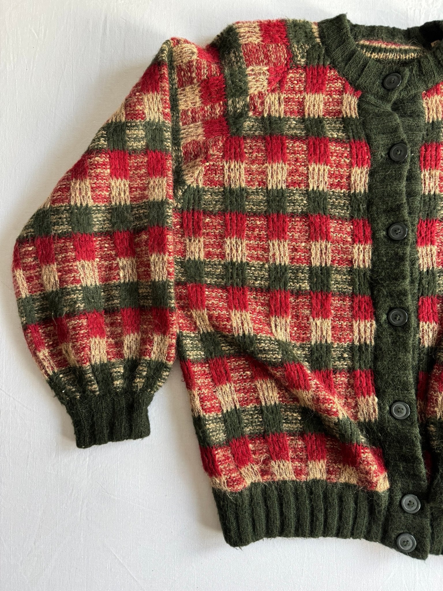 🧶 Cardigan Vintage Damă Texturat din Mohair, Lână și Acril – 40 (L) - anbracaminte